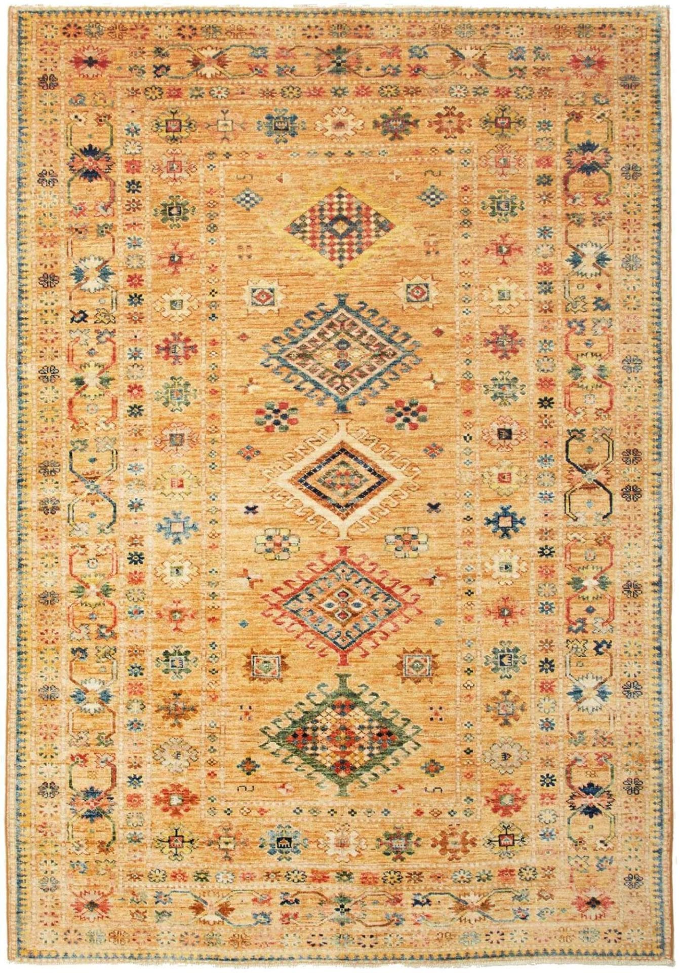 Kazak Teppich 150 x 214cm, geometrisch, Schurwolle, handgeknüpft