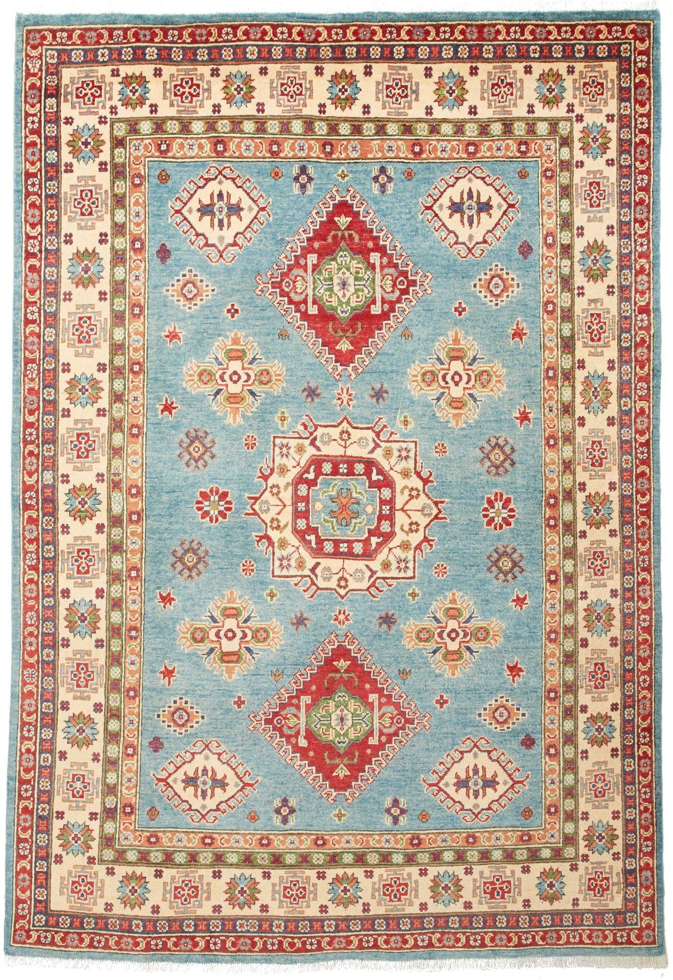 Kazak Teppich 150 x 214cm | Handgeknüpft, Geometrische Muster
