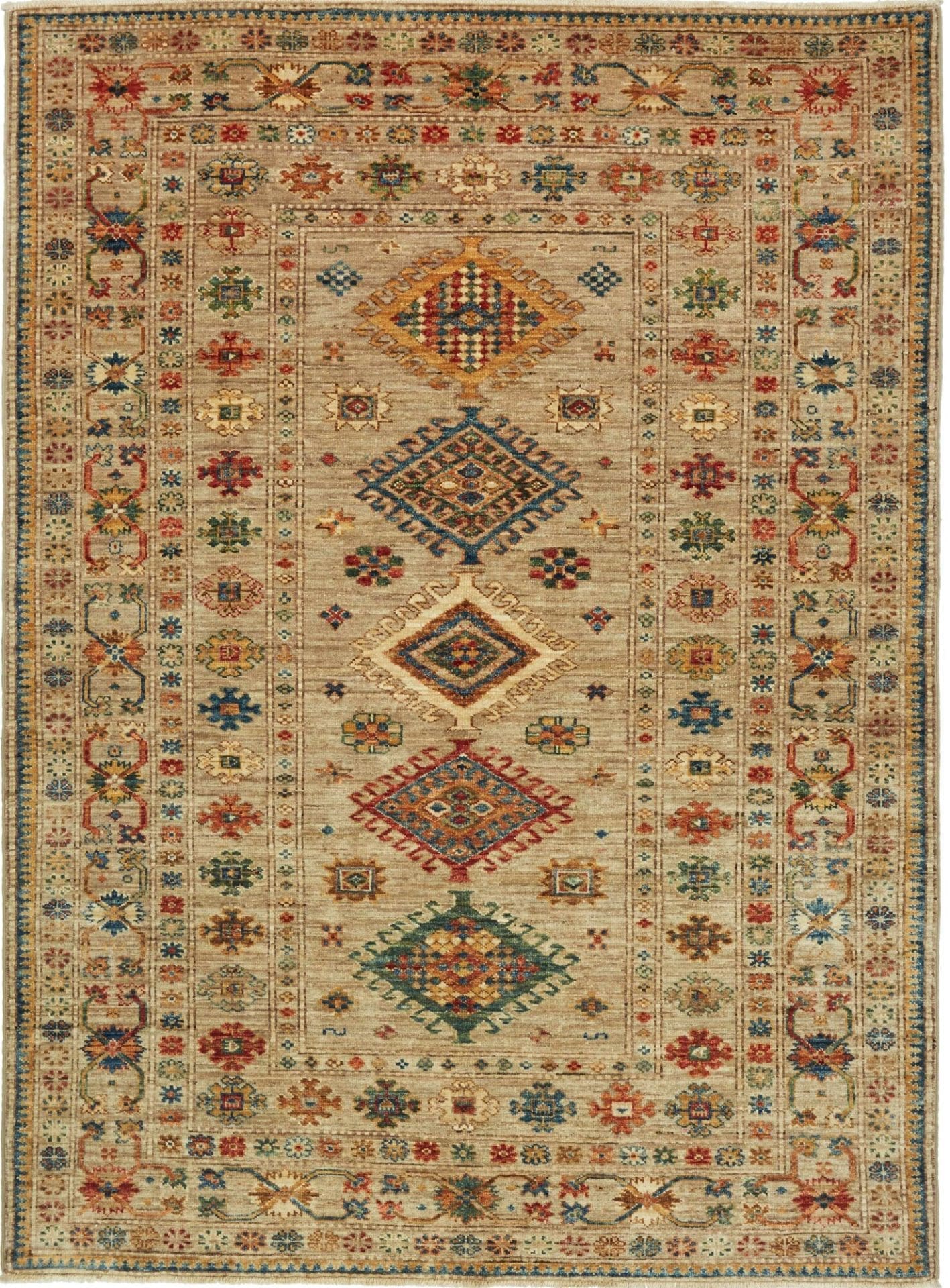 Kazak Teppich 152 x 200 cm, Schurwolle, handgeknüpft, Orientteppich