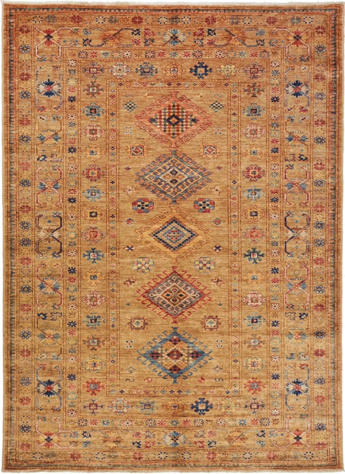 Kazak Teppich 152 x 205cm, Schurwolle, handgeknüpft, Orientteppich