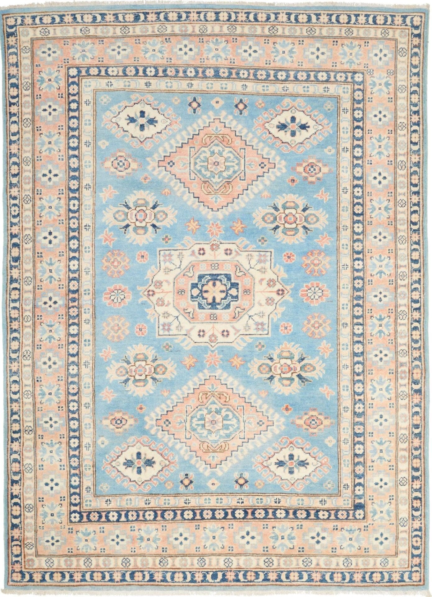 Kazak Teppich 152 x 207cm, geometrisches Muster, handgeknüpft