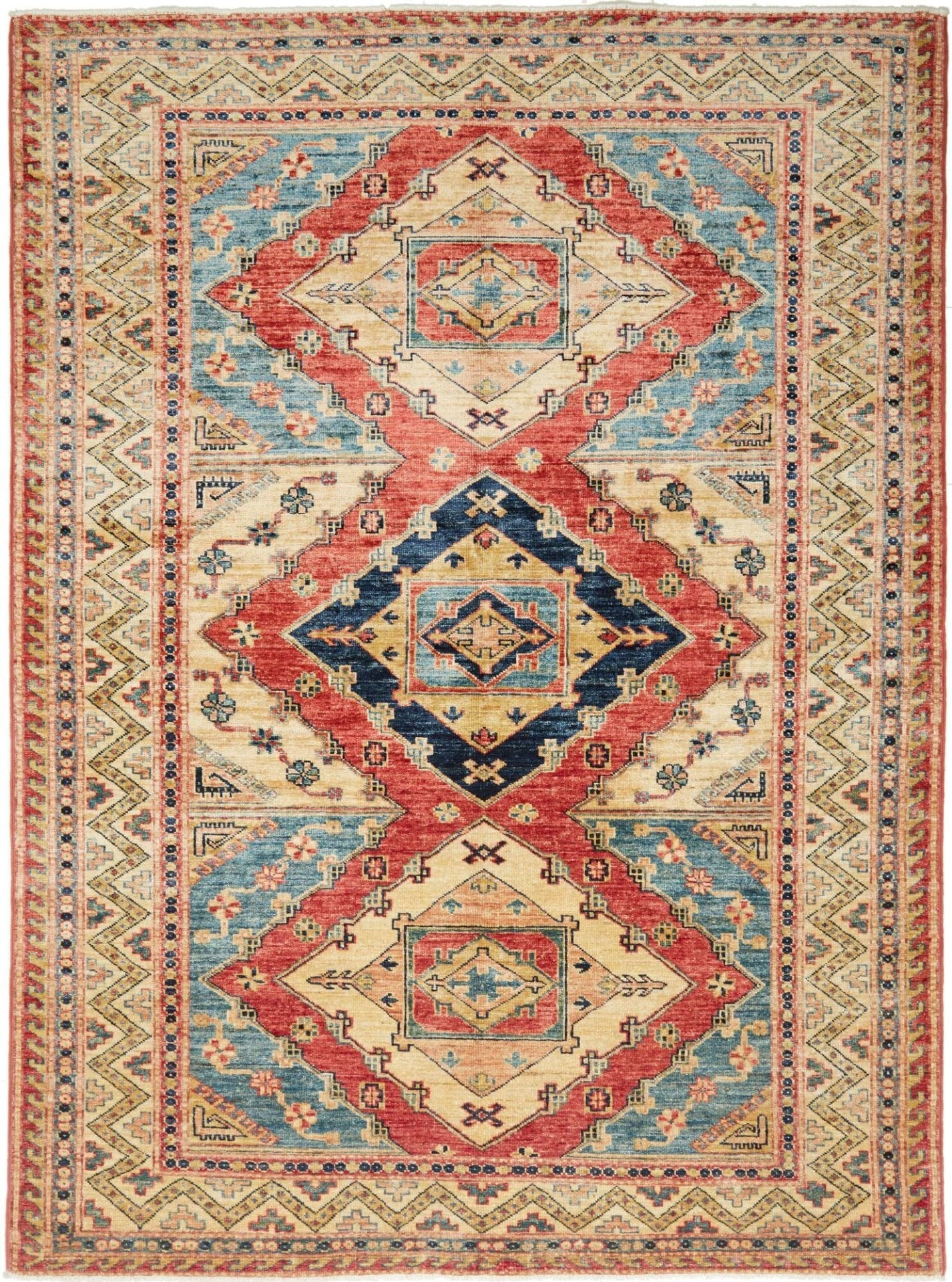 Kazak Teppich 153 x 198cm, Schurwolle, handgeknüpft, Orientteppich