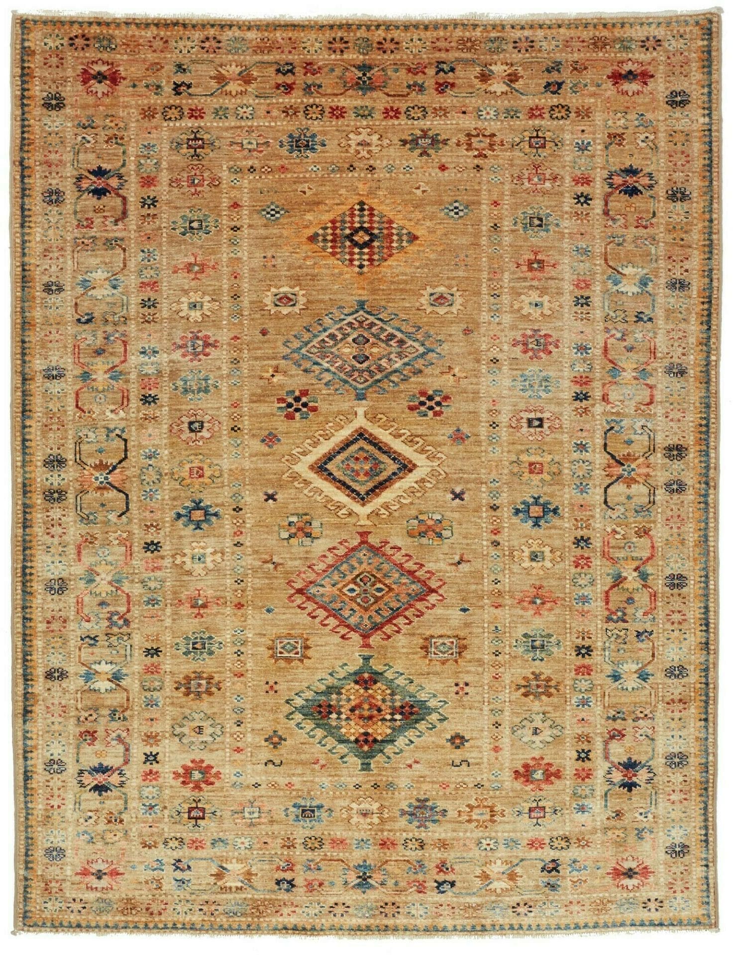 Kazak Teppich 155 x 196 cm aus Schurwolle, handgeknüpft