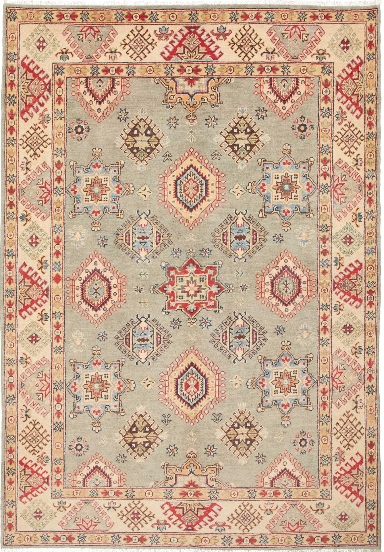 Kazak Teppich 163 x 231cm, geometrisches Muster, handgeknüpft