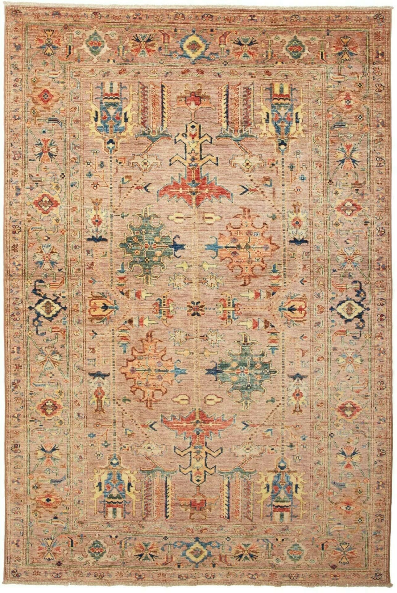 Kazak Teppich 168 x 250 cm, geometrisches Muster, handgeknüpft