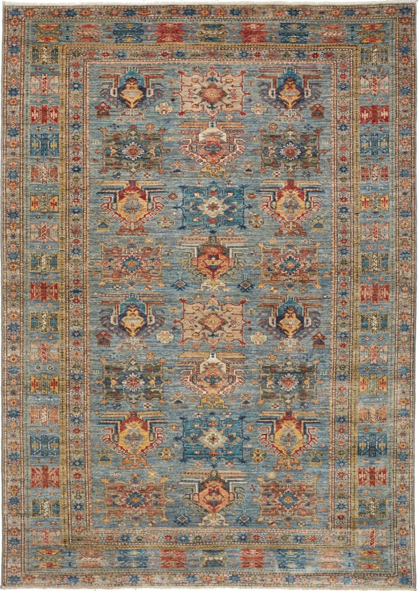 Kazak Teppich 171 x 240 cm, geometrisches Muster, handgeknüpft