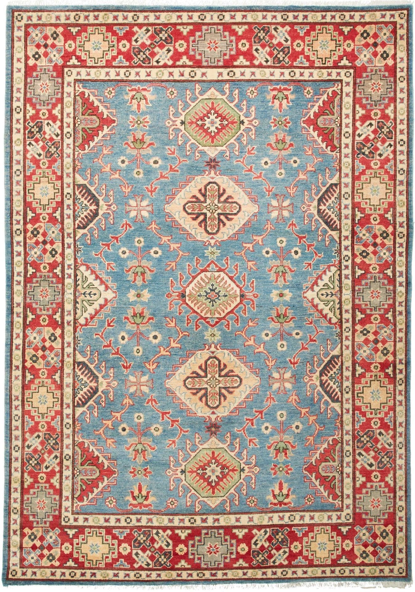Kazak Teppich 171 x 241cm, geometrisches Muster, handgeknüpft