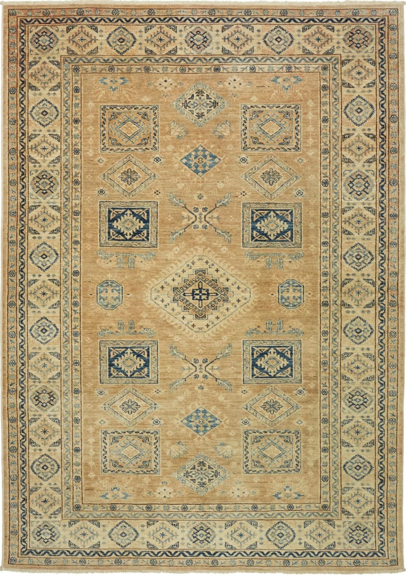 Kazak Teppich 172 x 238cm, geometrisches Muster, handgeknüpft