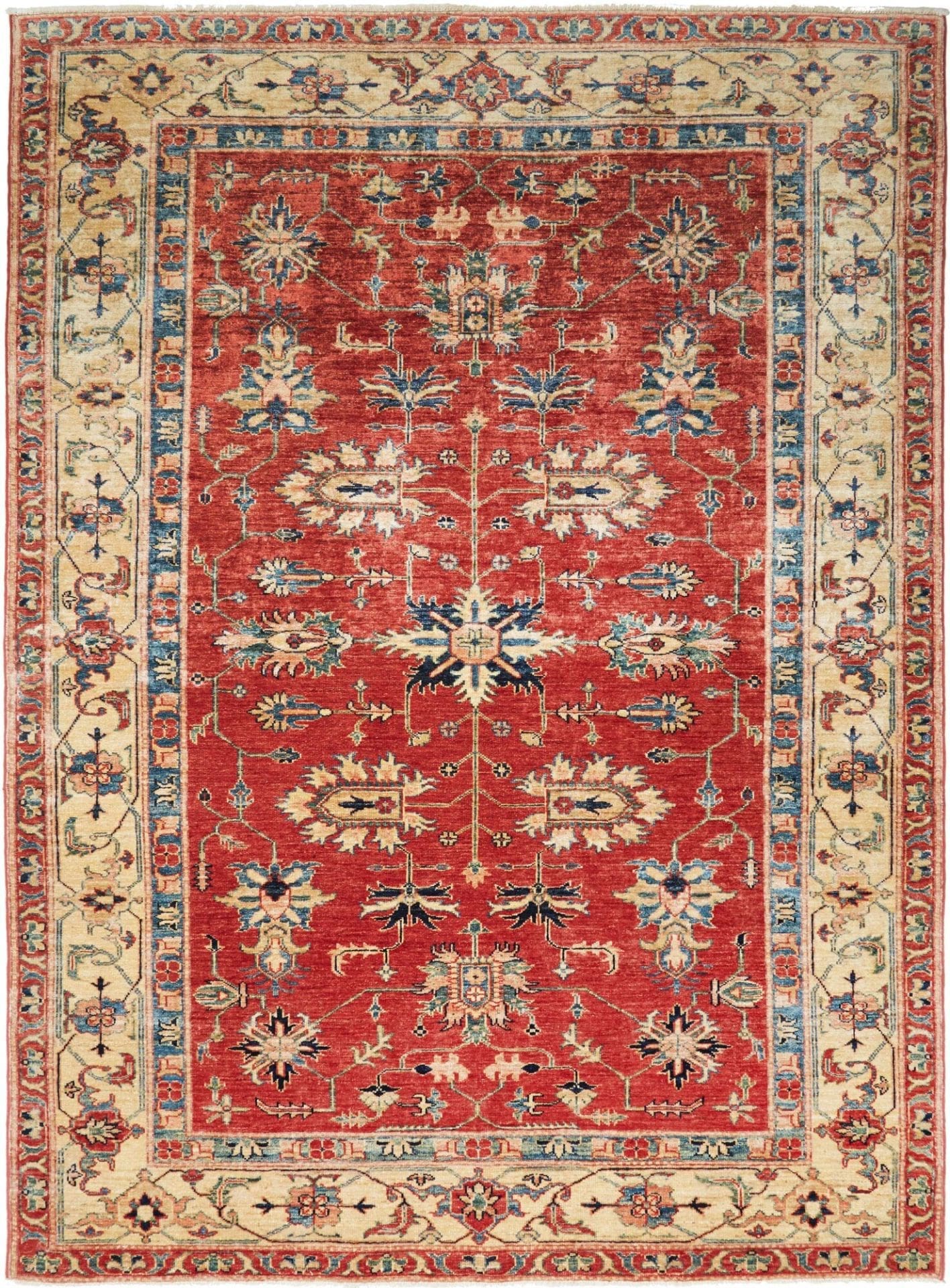 Kazak Teppich 181 x 237 cm, geometrisches Muster, handgeknüpft