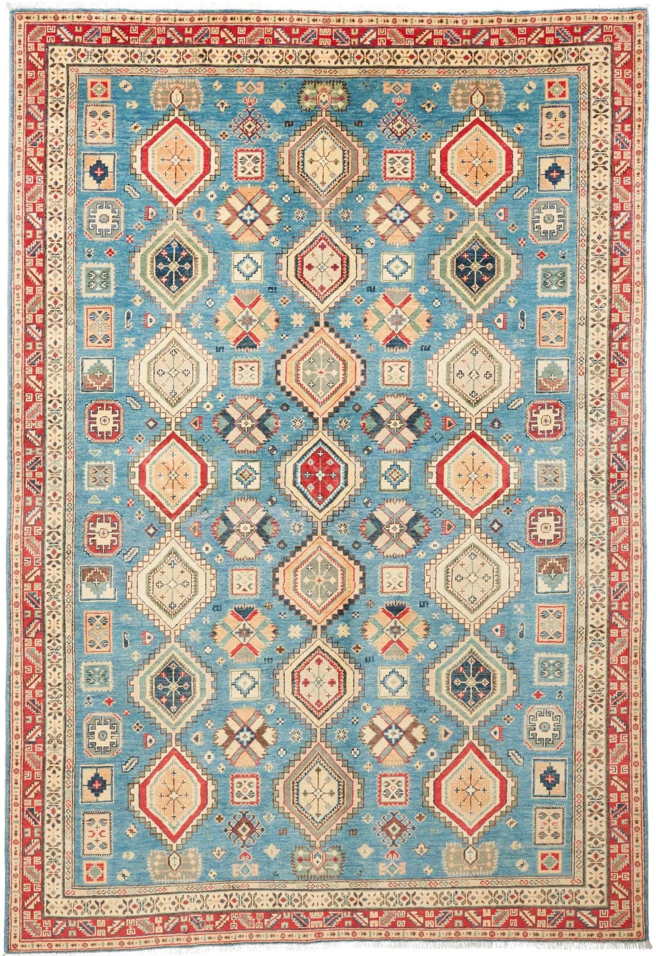 Kazak Teppich 200 x 291 cm – Handgeknüpft, Schurwolle, geometrisch