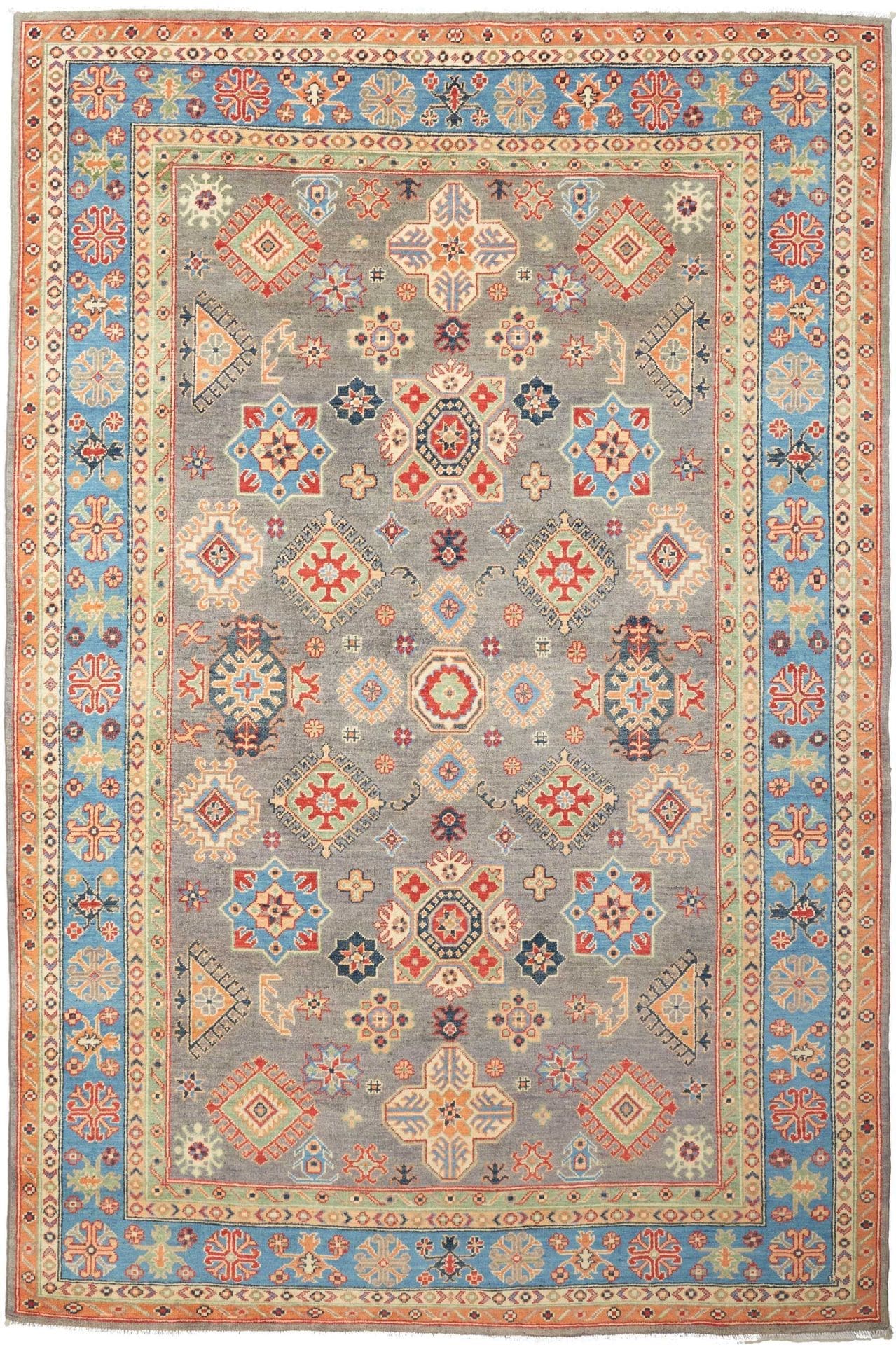 Kazak Teppich 200 x 298 cm – Handgeknüpft, geometrisches Muster