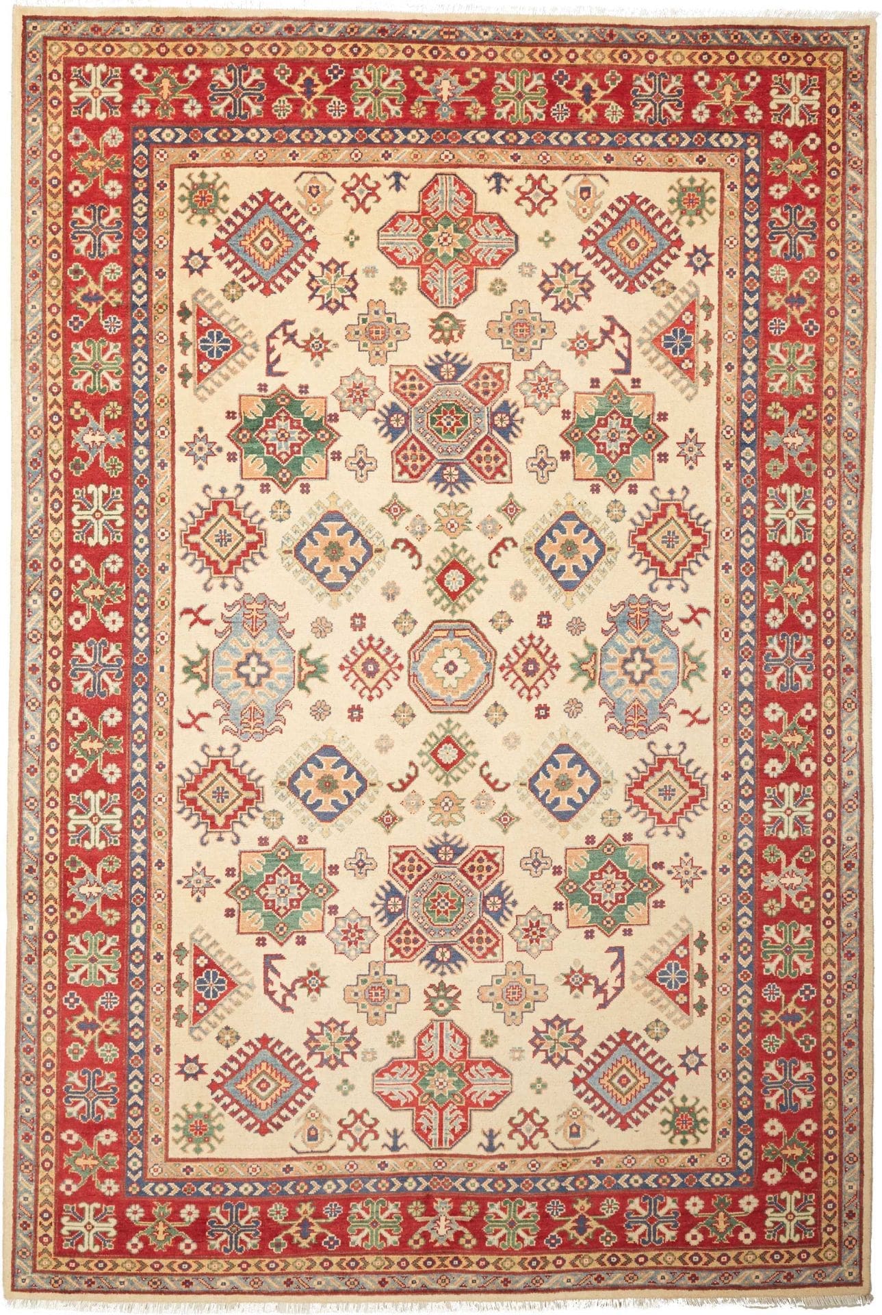 Kazak Teppich 203 x 301cm, geometrisch, Schurwolle, handgeknüpft