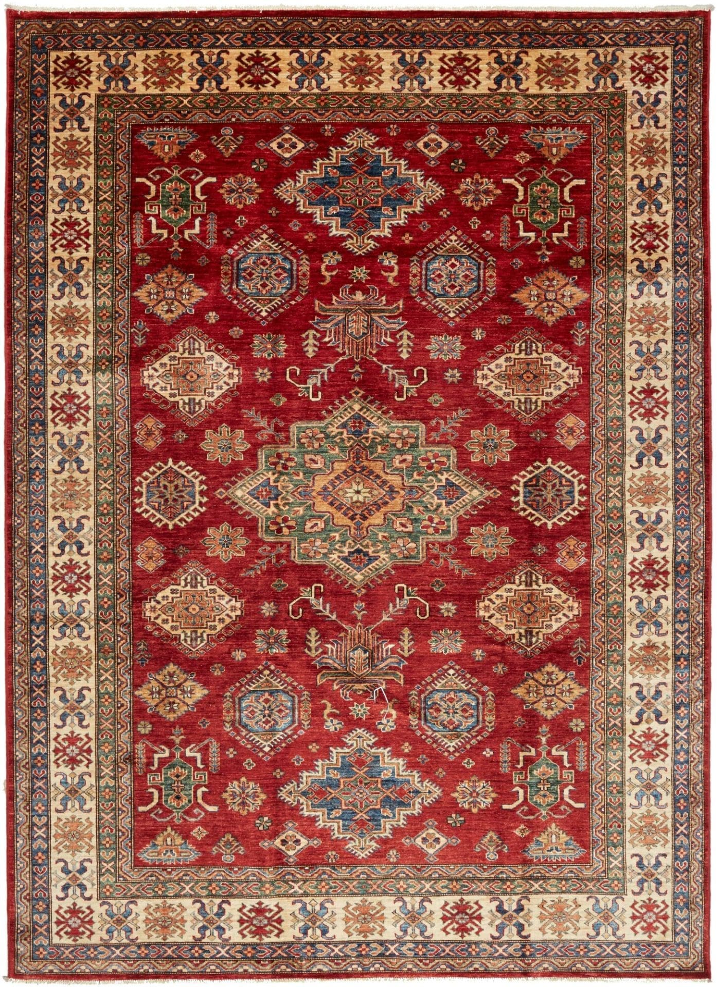 Kazak Teppich 212 x 290cm – Handgeknüpft, Schurwolle, Orientteppich