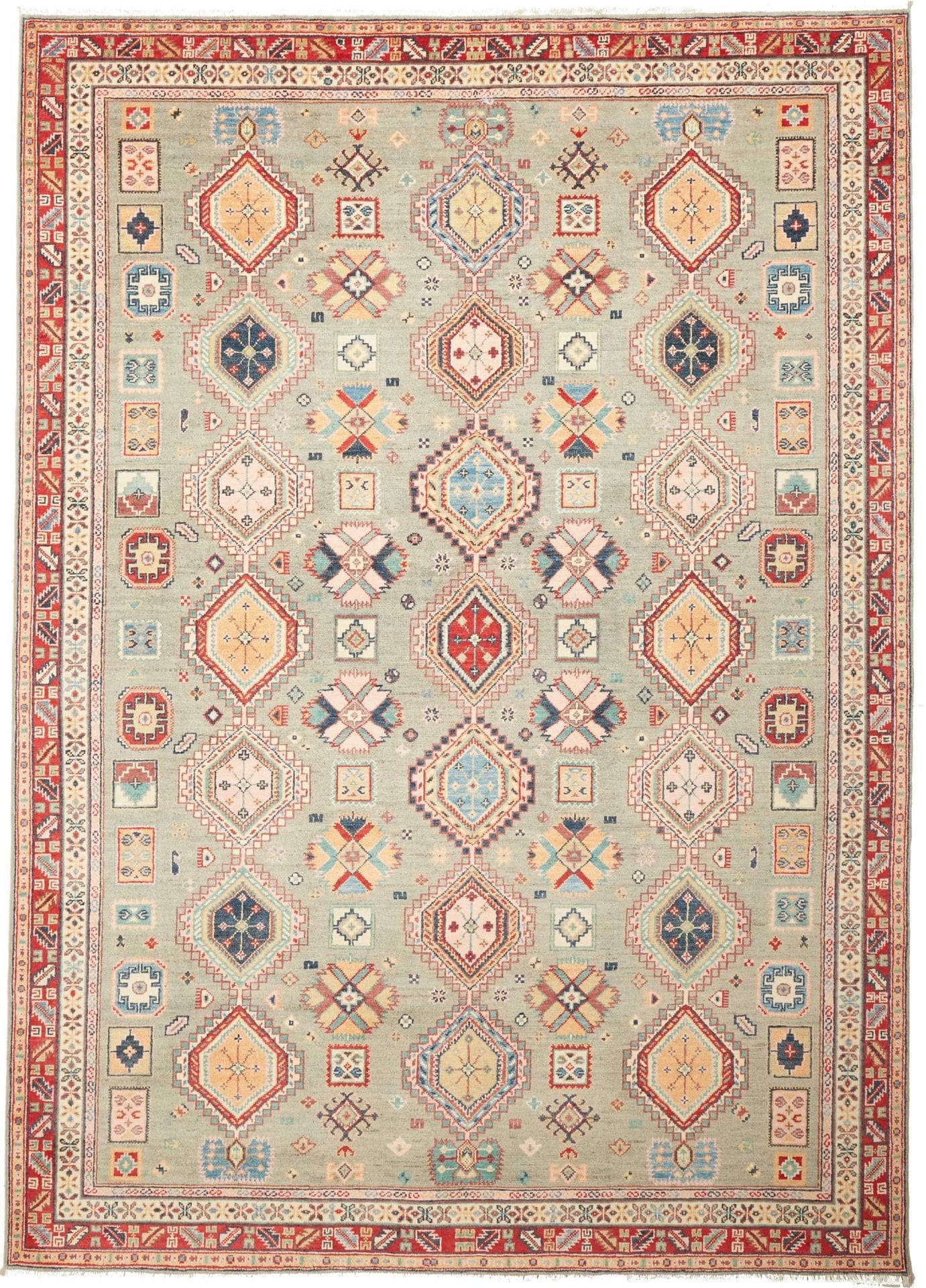 Kazak Teppich 215 x 297cm – Handgeknüpft, geometrisches Muster, Orientteppich