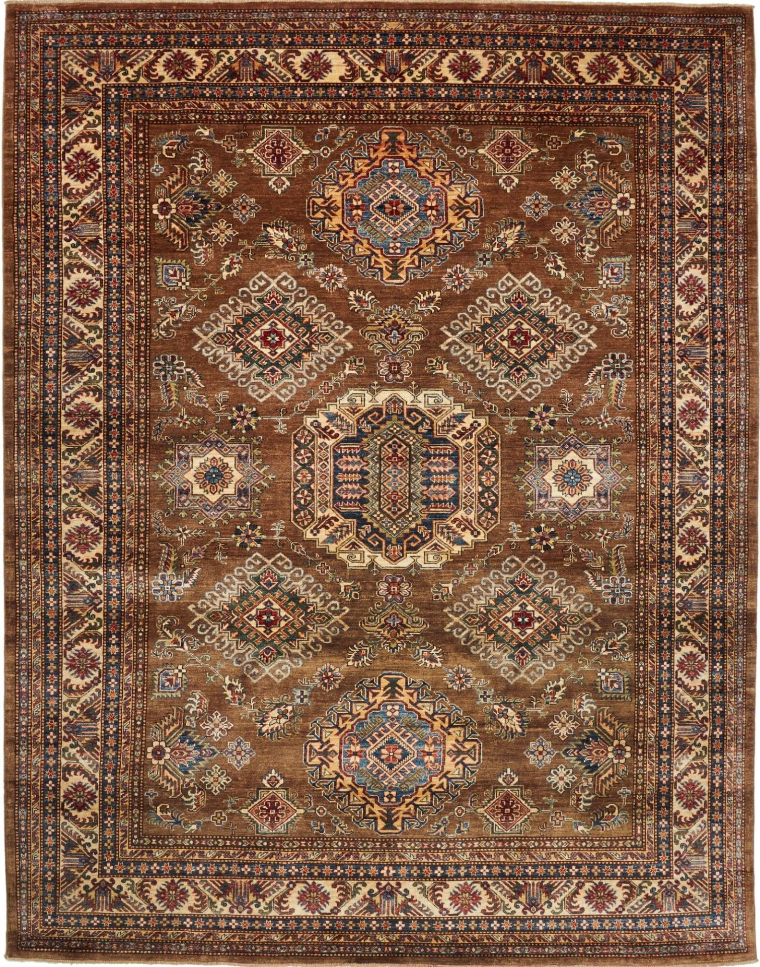 Kazak Teppich 247 x 312cm - geometrische Muster, handgeknüpft
