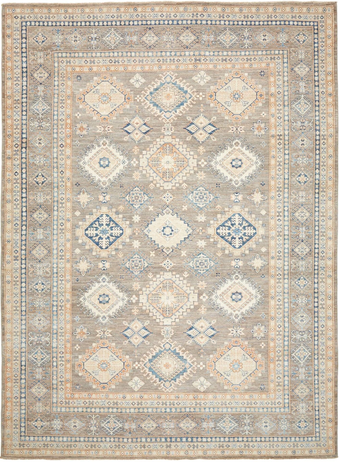Kazak Teppich 249 x 332 cm, geometrische Muster, handgeknüpft