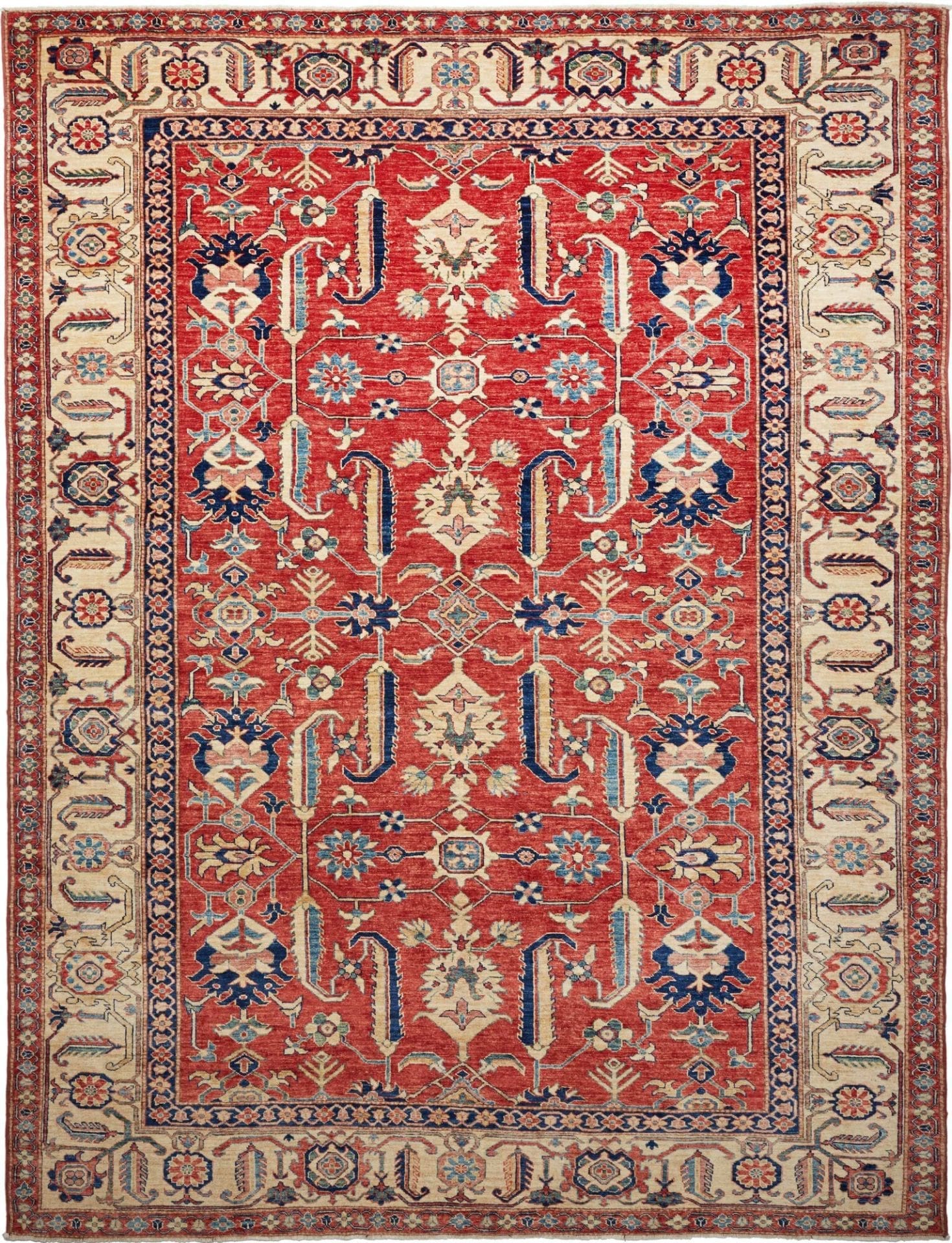 Kazak Teppich 251 x 322cm, geometrisches Muster, handgeknüpft