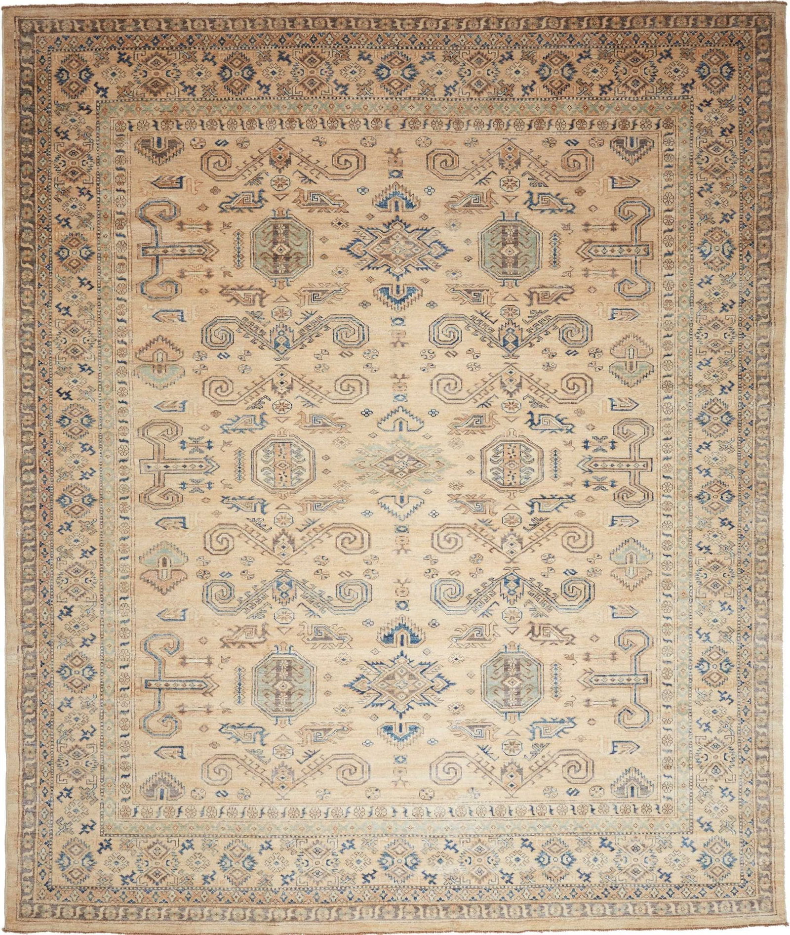 Kazak Teppich 253 x 298cm, geometrische Muster, handgeknüpft