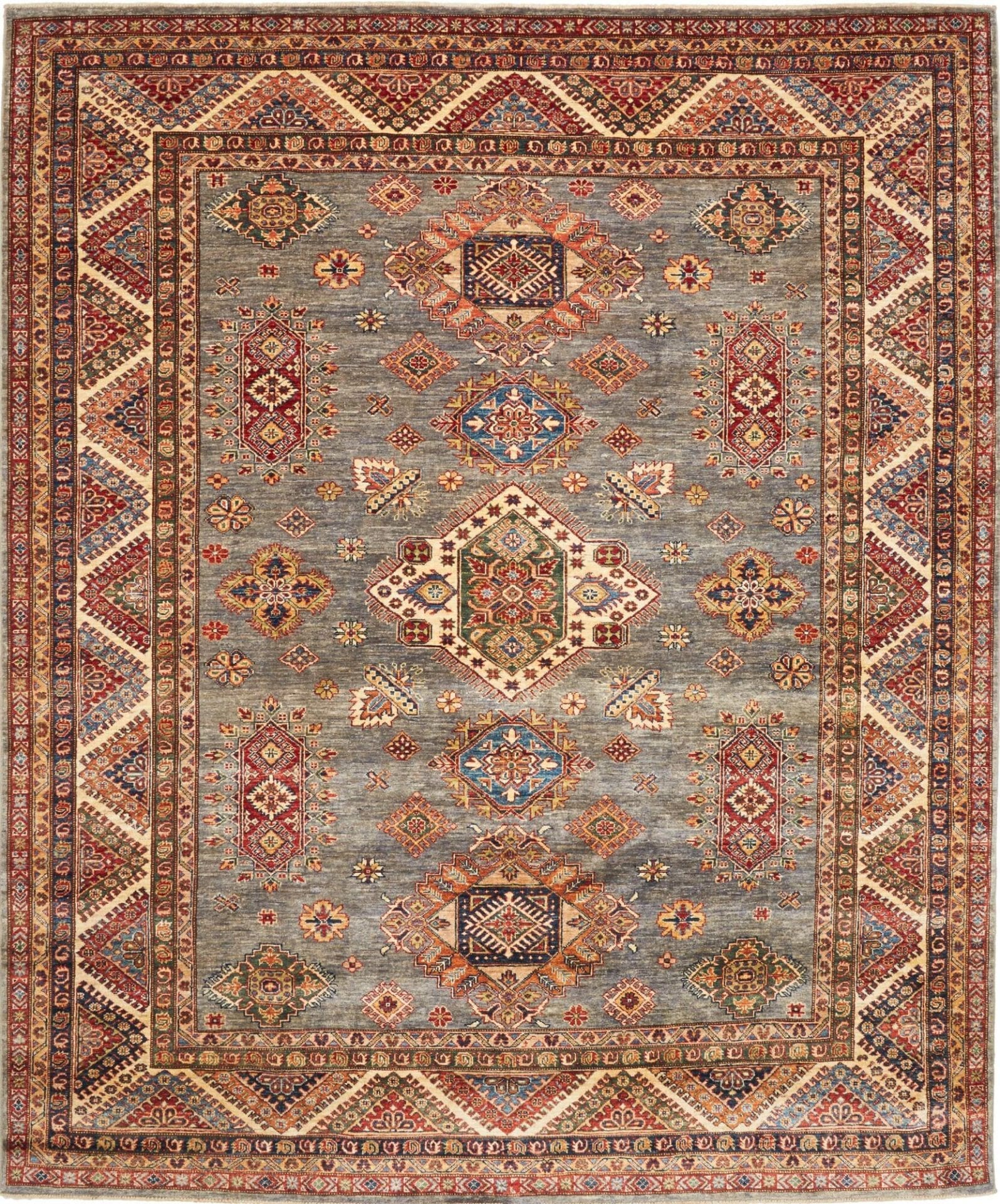Kazak Teppich 254 x 301cm – Geometrisches Muster, handgeknüpft
