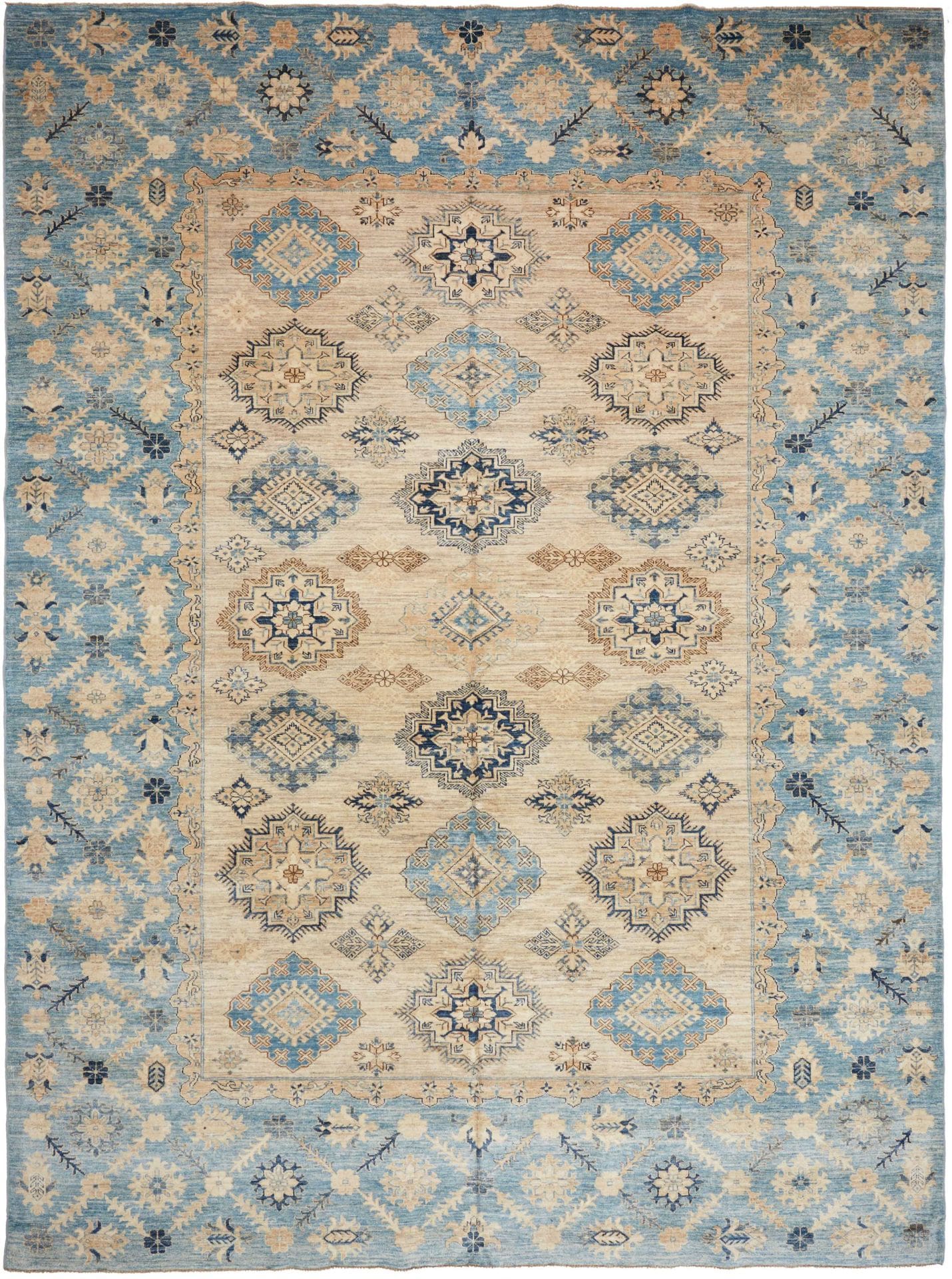 Kazak Teppich 263 x 355 cm, geometrische Muster, handgeknüpft