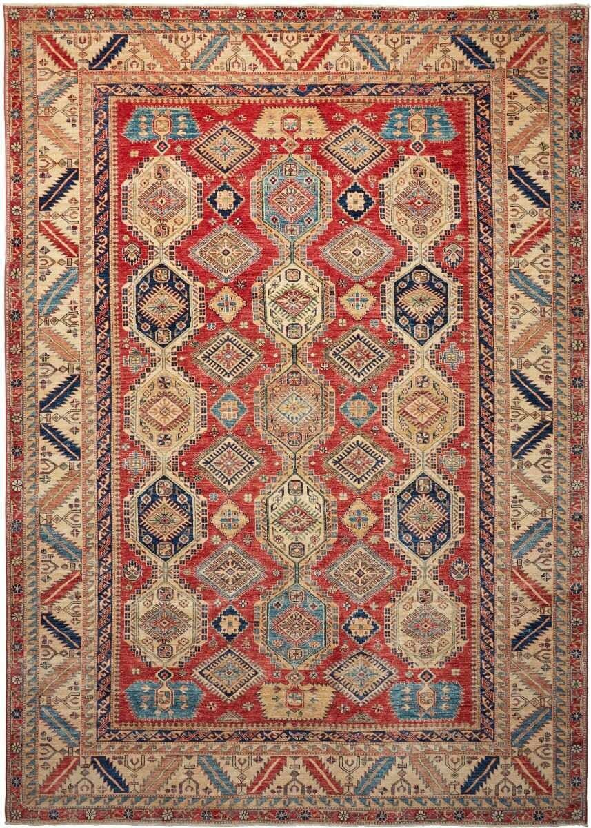Kazak Teppich 271 x 370cm, geometrische Muster, handgeknüpft