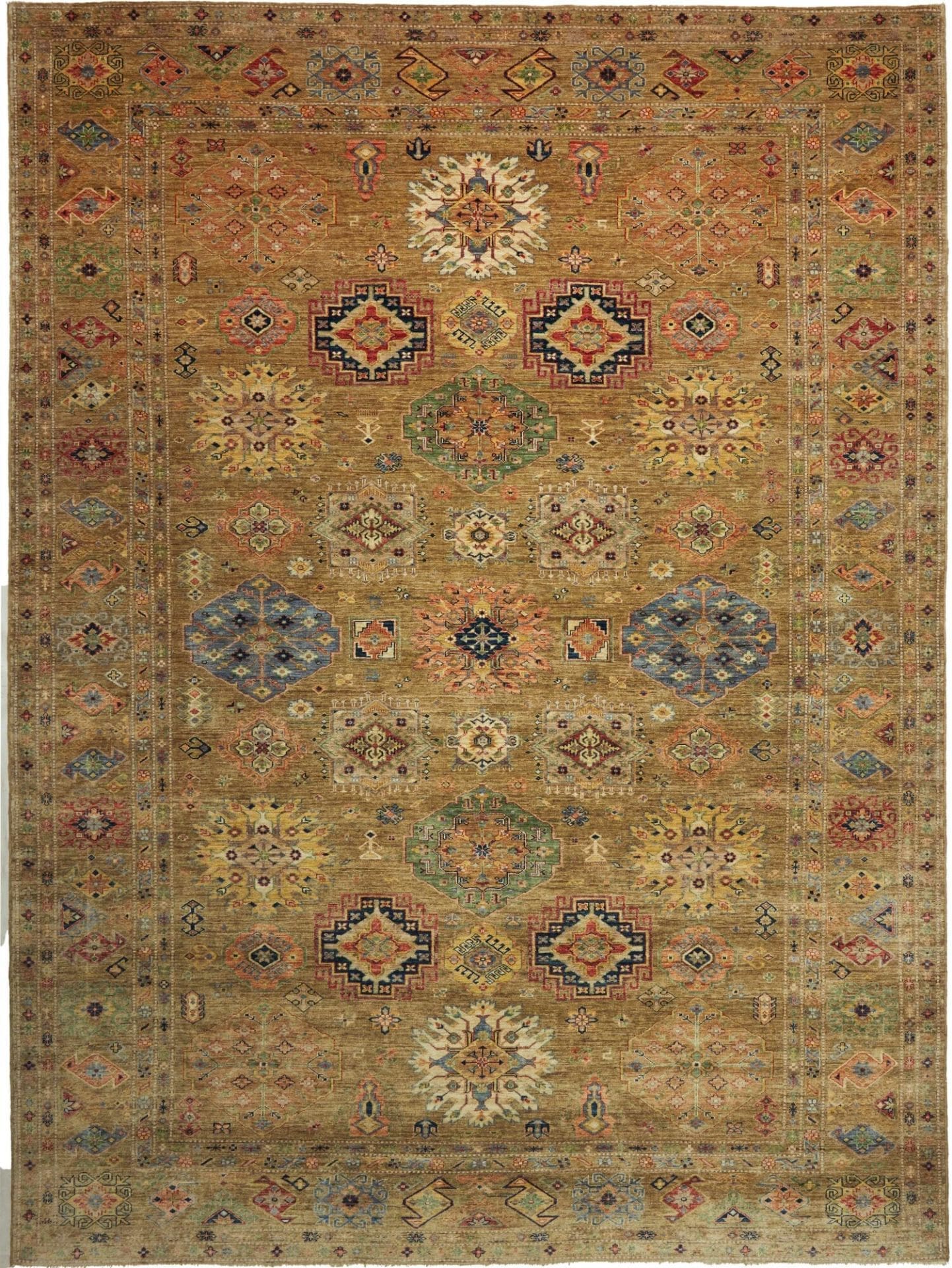 Kazak Teppich 282 x 374 cm, geometrisch, Schurwolle, handgeknüpft