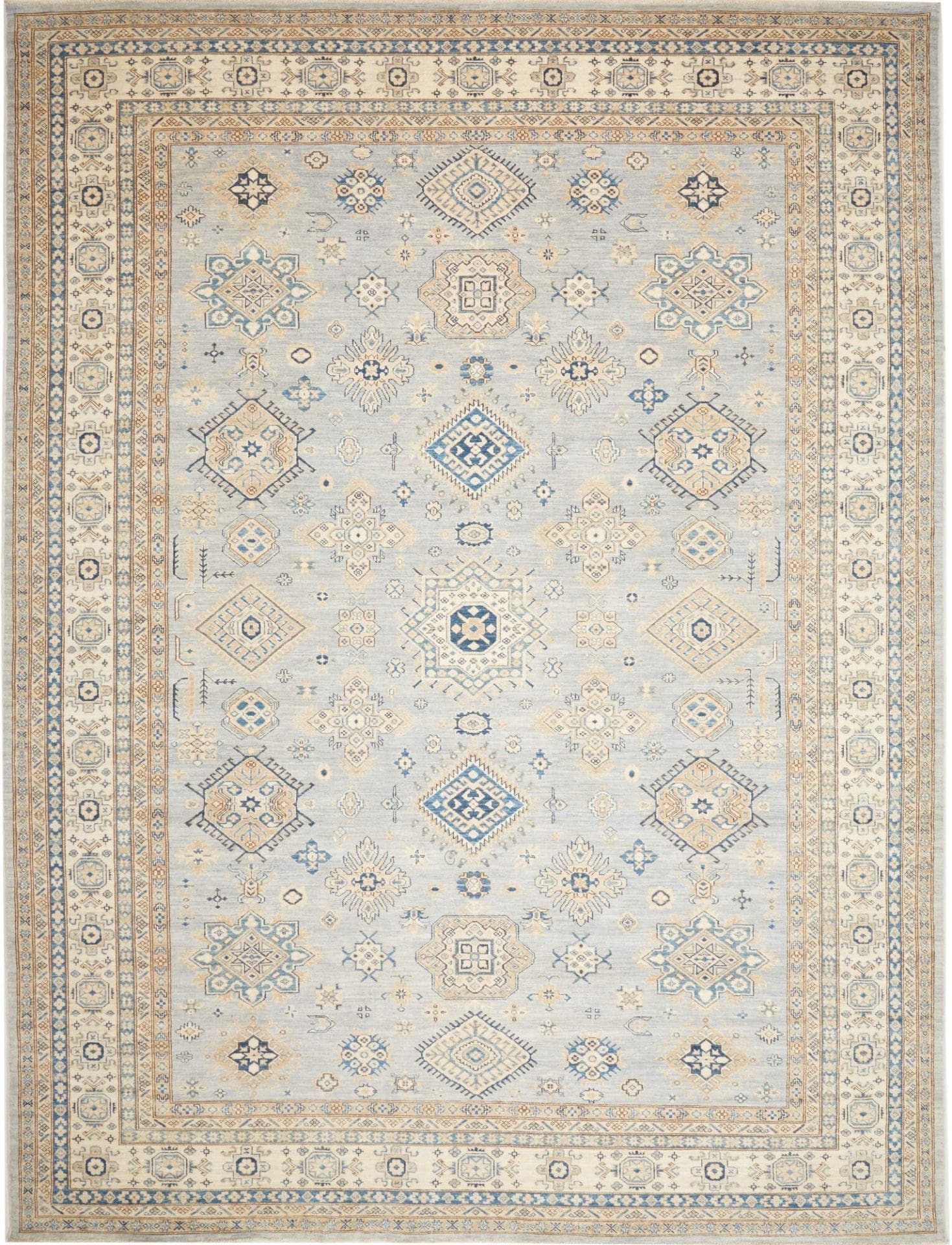 Kazak Teppich 283 x 369 cm, geometrisches Muster, handgeknüpft