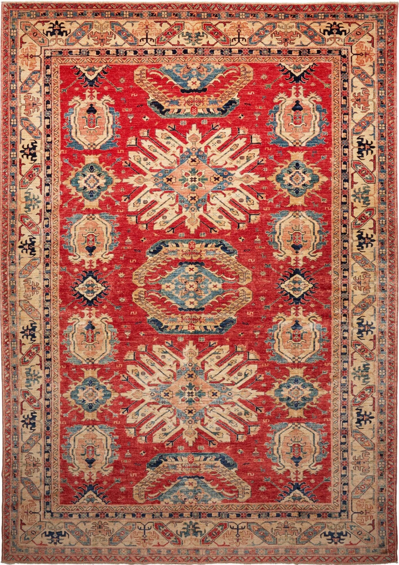 Kazak Teppich 305 x 415 cm - geometrisches Muster, handgeknüpft