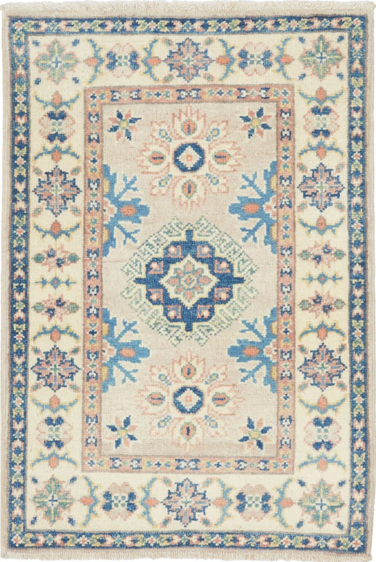 Kazak Teppich 63 x 85 cm – Handgeknüpft, Schurwolle, geometrisch