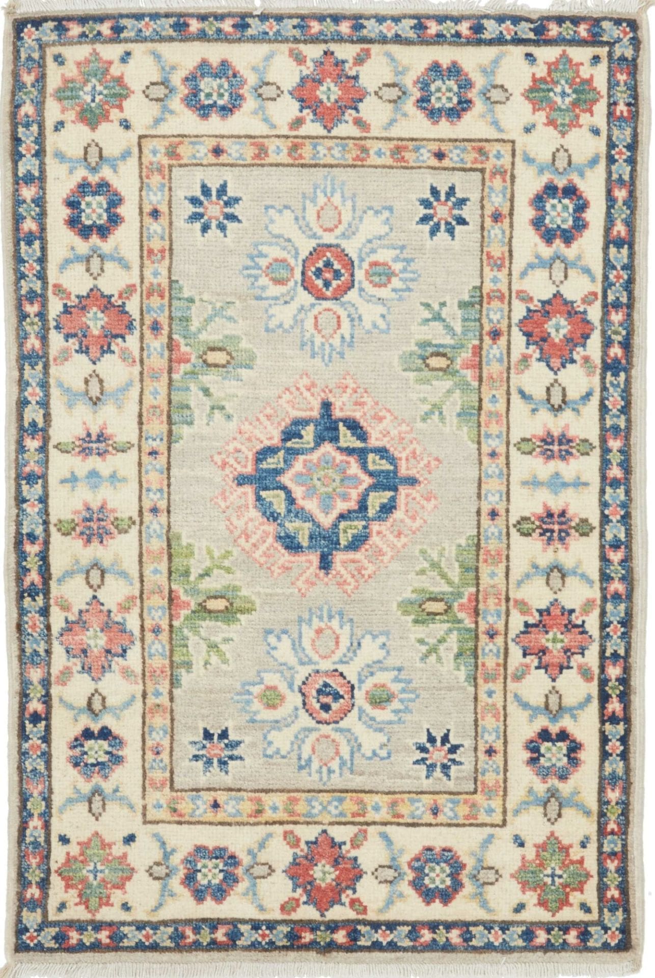 Kazak Teppich 64 x 90cm mit geometrischen Mustern | handgeknüpft