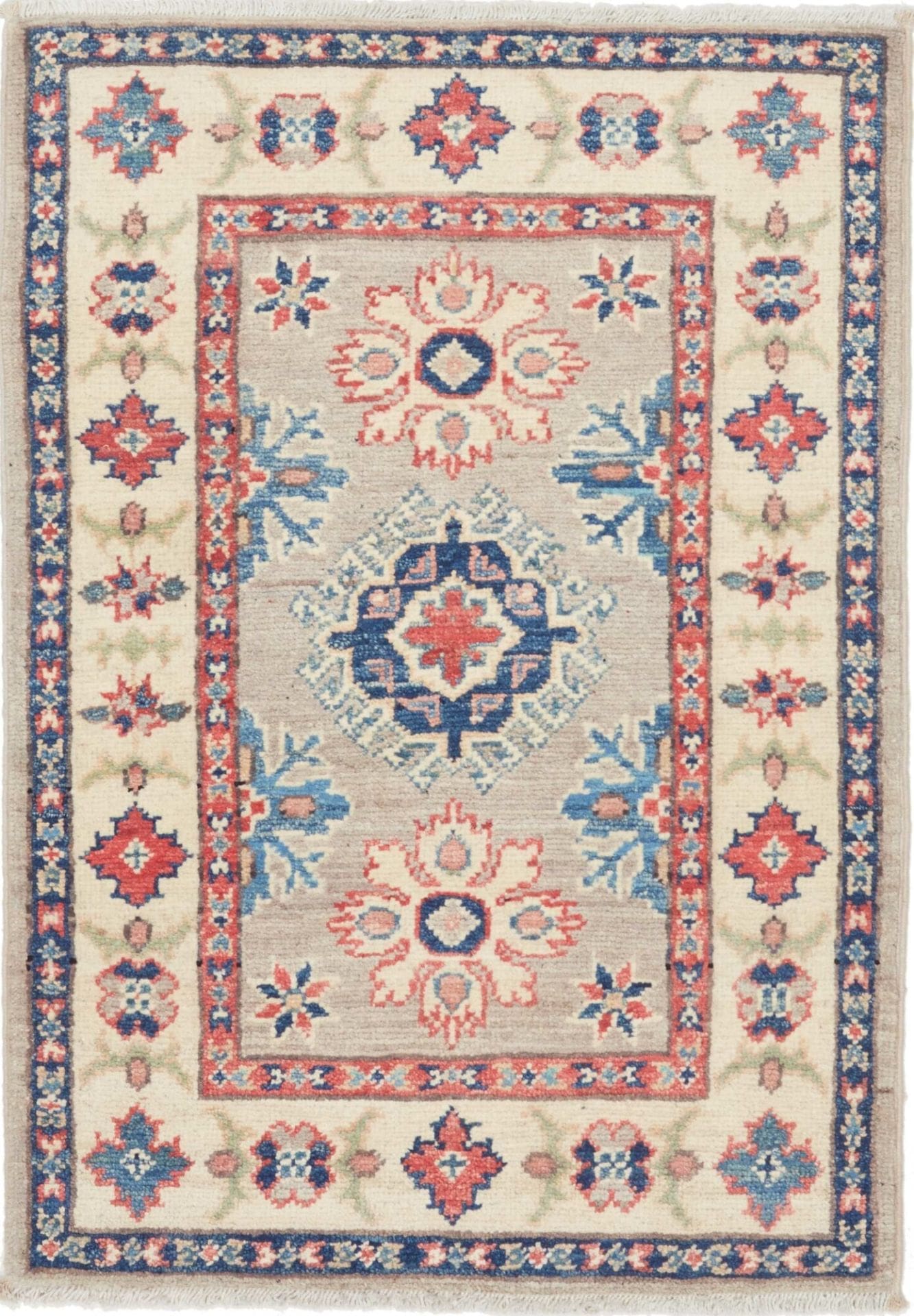 Kazak Teppich 65 x 90 cm, handgeknüpft, Schurwolle, geometrisch