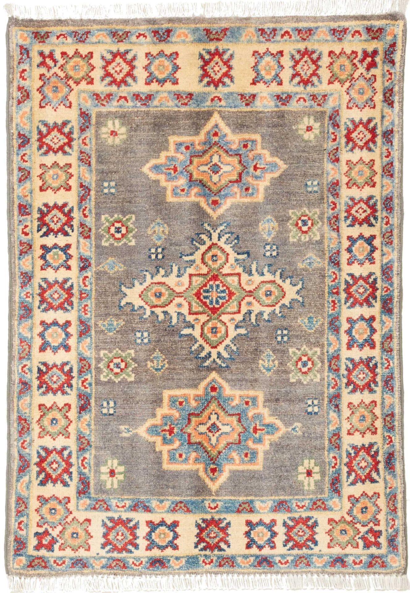 Kazak Teppich 66 x 89cm – geometrisches Muster, handgeknüpft