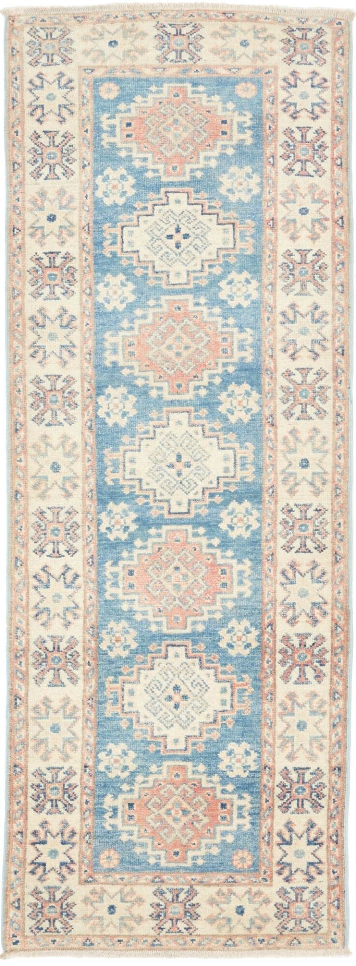 Kazak Teppich 67 x 178cm, geometrisches Muster, handgeknüpft
