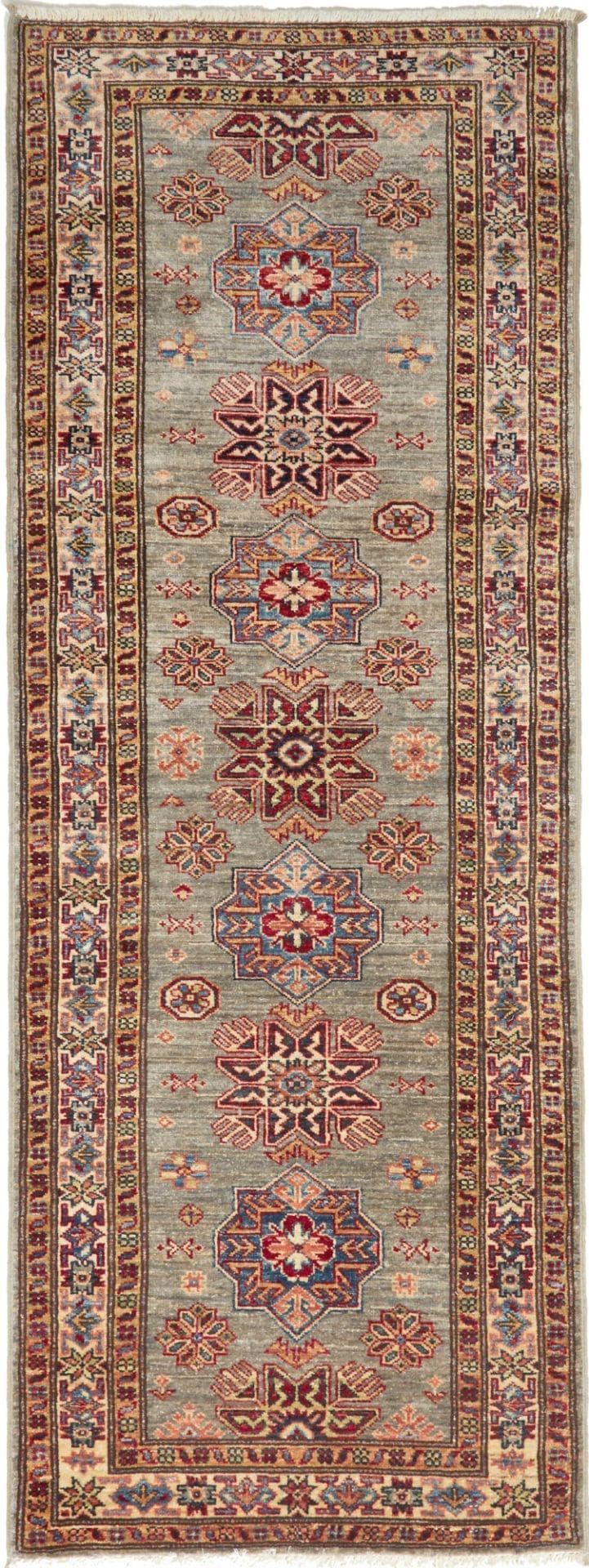 Kazak Teppich 77 x 201 cm – Handgeknüpft, Wolle, geometrische Muster