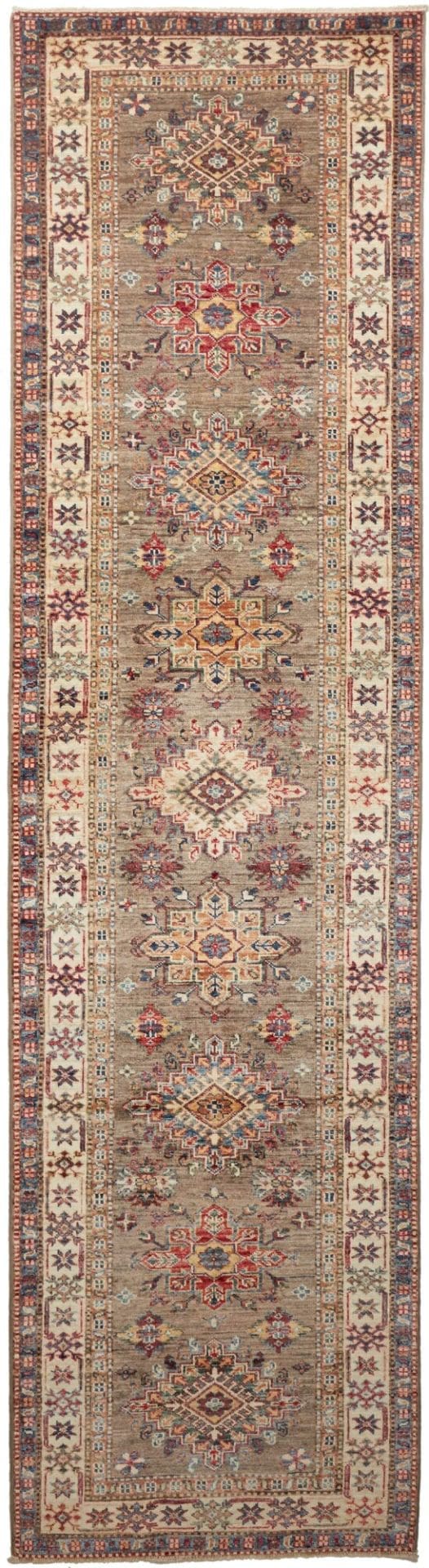 Kazak Teppich 80 x 299 cm – geometrische Muster, handgeknüpft