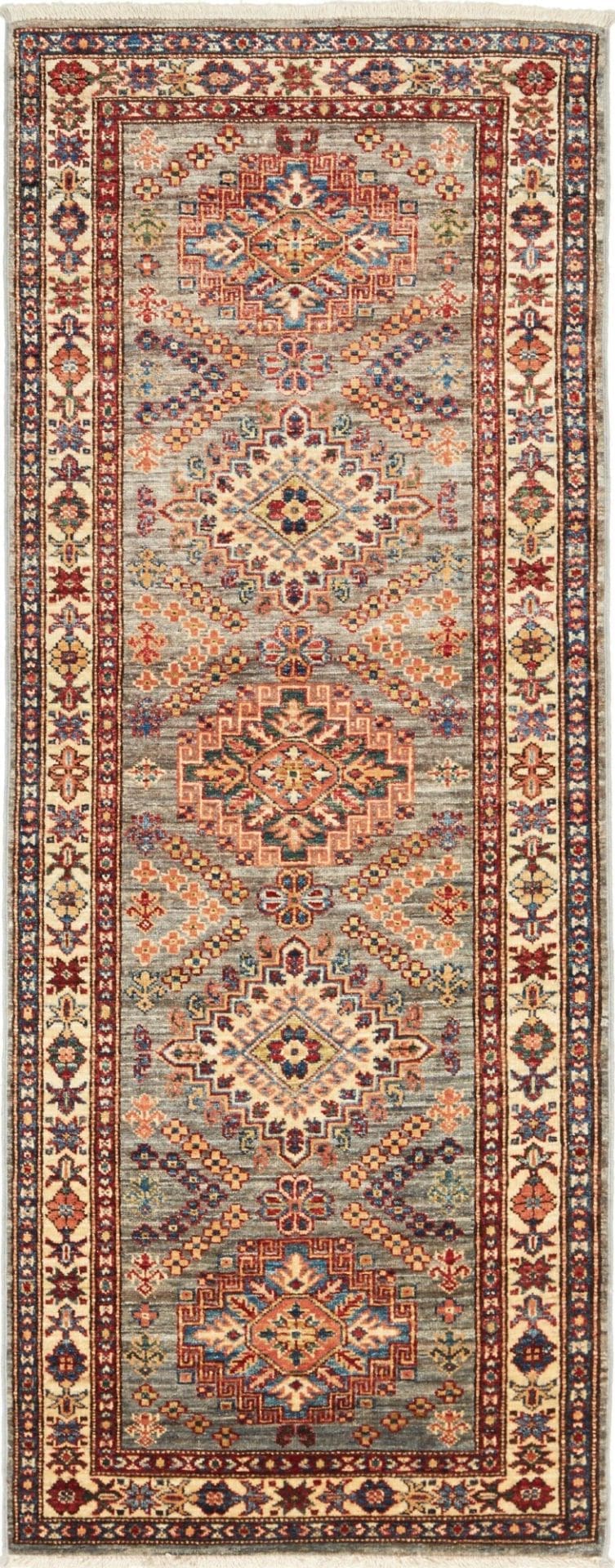 Kazak Teppich 81 x 200cm - Handgeknüpft, Schurwolle, Geometrisch