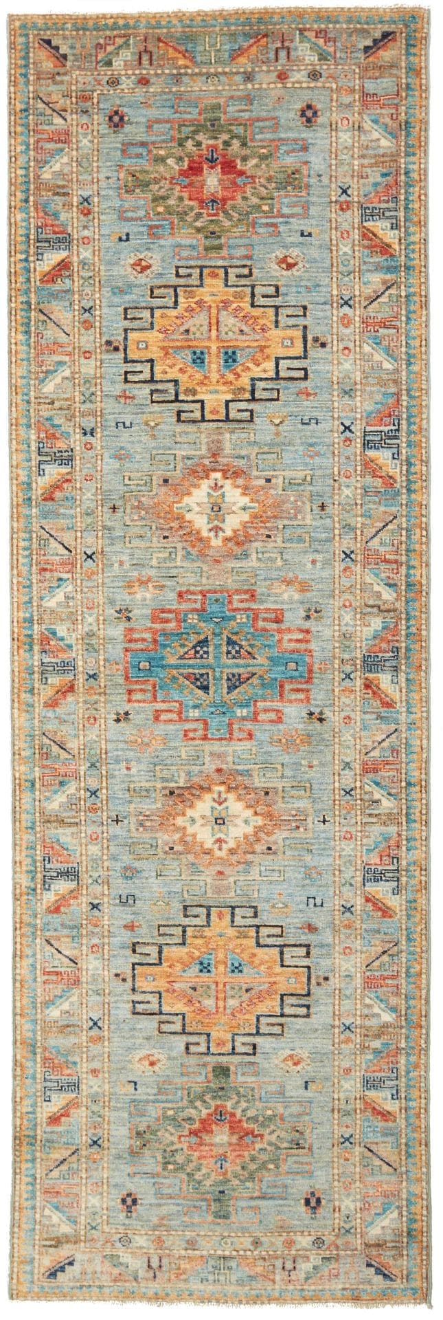 Kazak Teppich 81 x 230 cm – geometrisches Muster, handgeknüpft