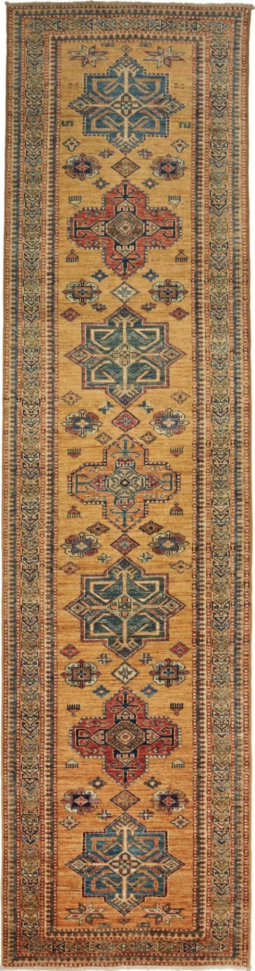 Kazak Teppich 81 x 306 cm – Geometrische Muster, handgeknüpft