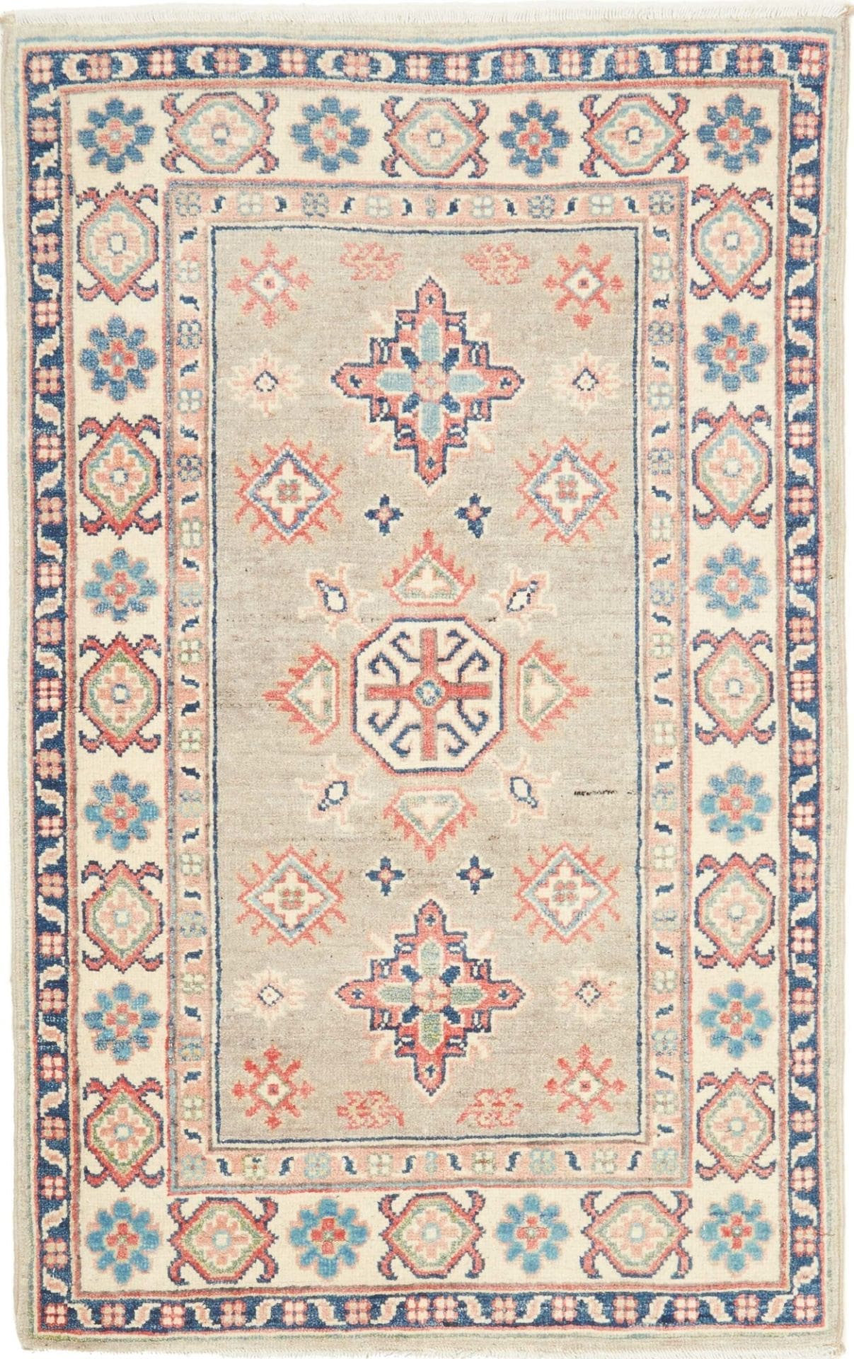 Kazak Teppich 82 x 125 cm, geometrisches Muster, handgeknüpft