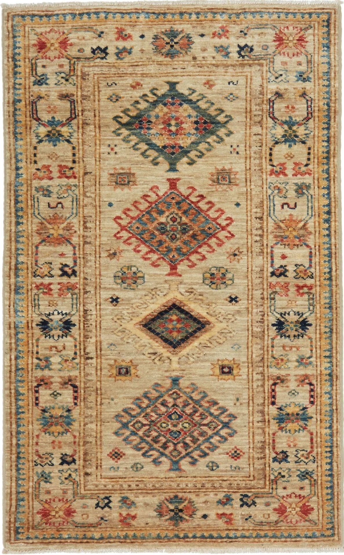 Kazak Teppich 82 x 129 cm, handgeknüpft, Schurwolle, geometrisch