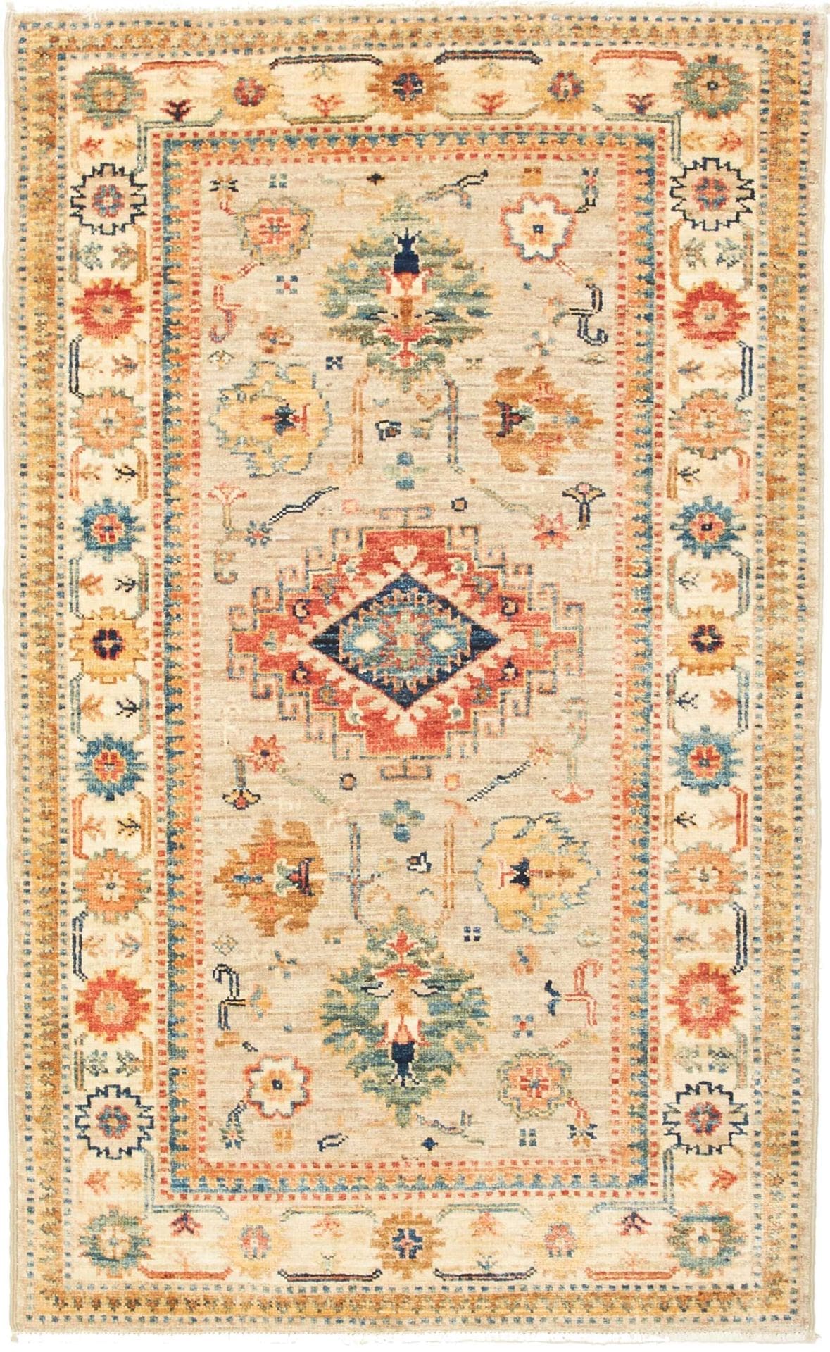 Kazak Teppich 82 x 129cm, geometrisches Muster, handgeknüpft