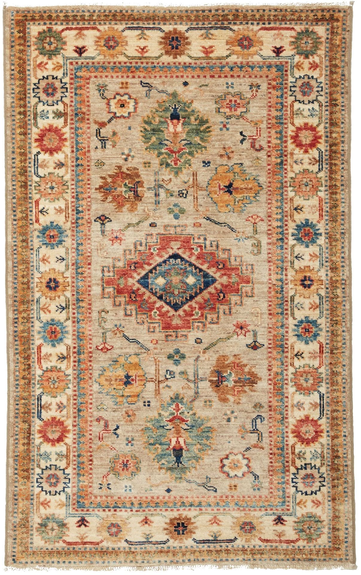 Kazak Teppich 83 x 130cm, geometrisches Muster, handgeknüpft