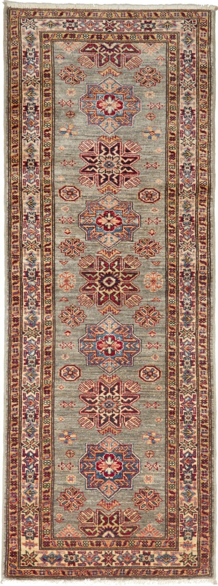Kazak Teppich 83 x 200 cm – geometrisches Muster, handgeknüpft