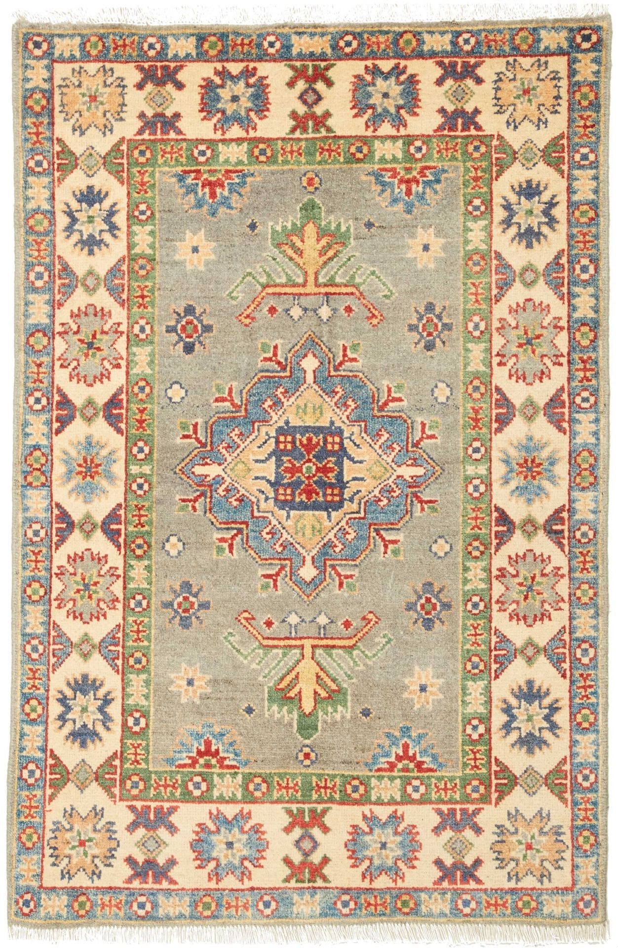 Kazak Teppich 85 x 125 cm - Geometrische Muster - handgeknüpft