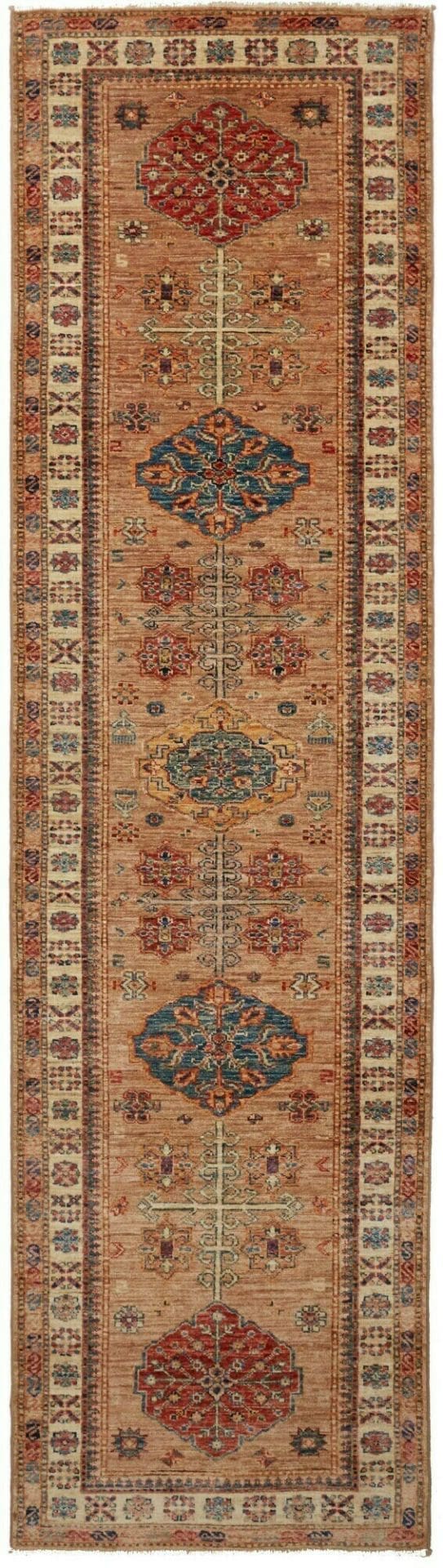 Kazak Teppich 85 x 296 cm, Schurwolle, handgeknüpft, Orientteppich