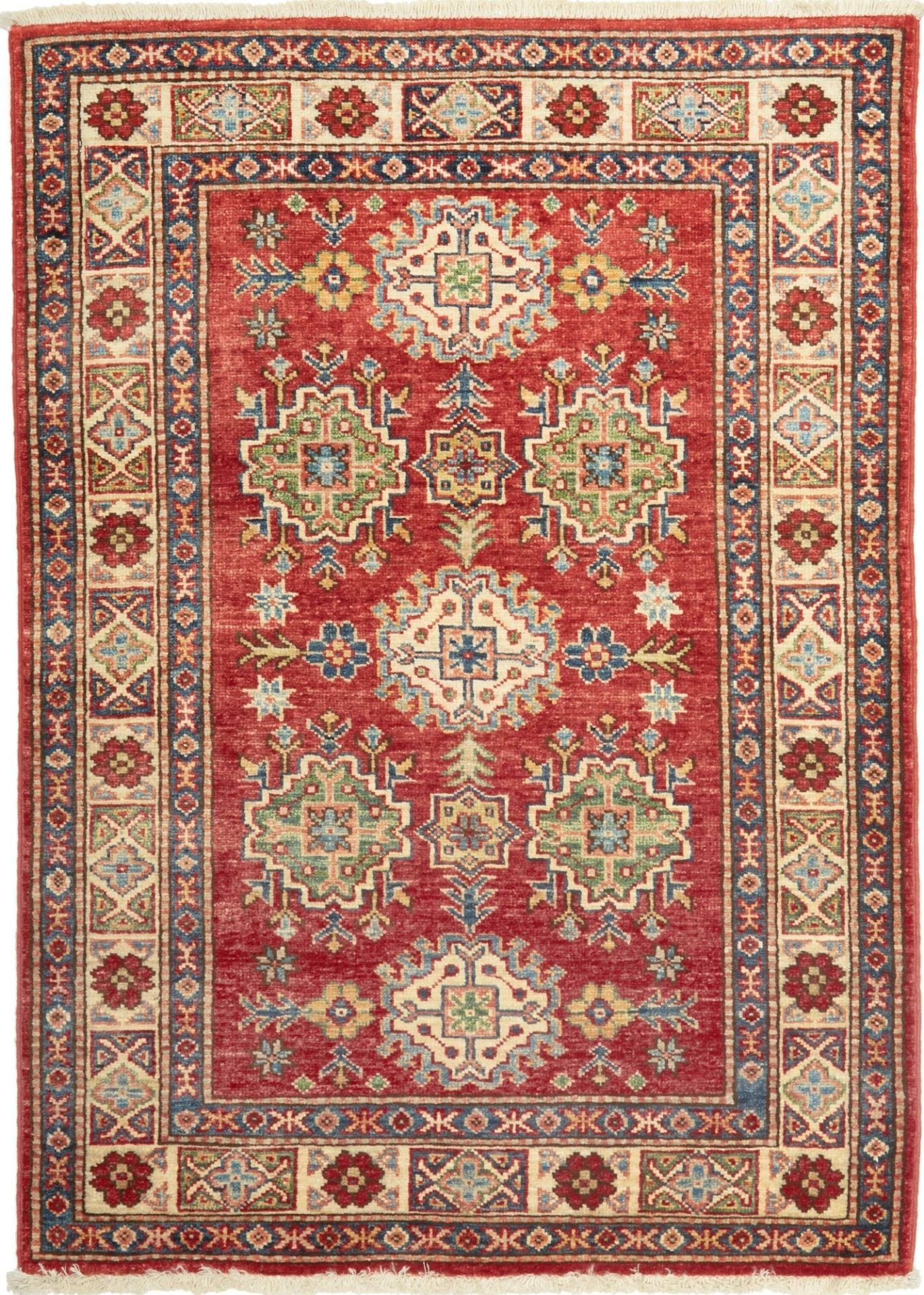 Kazak Teppich 86 x 113 cm, handgeknüpft, Schurwolle, Orientteppich