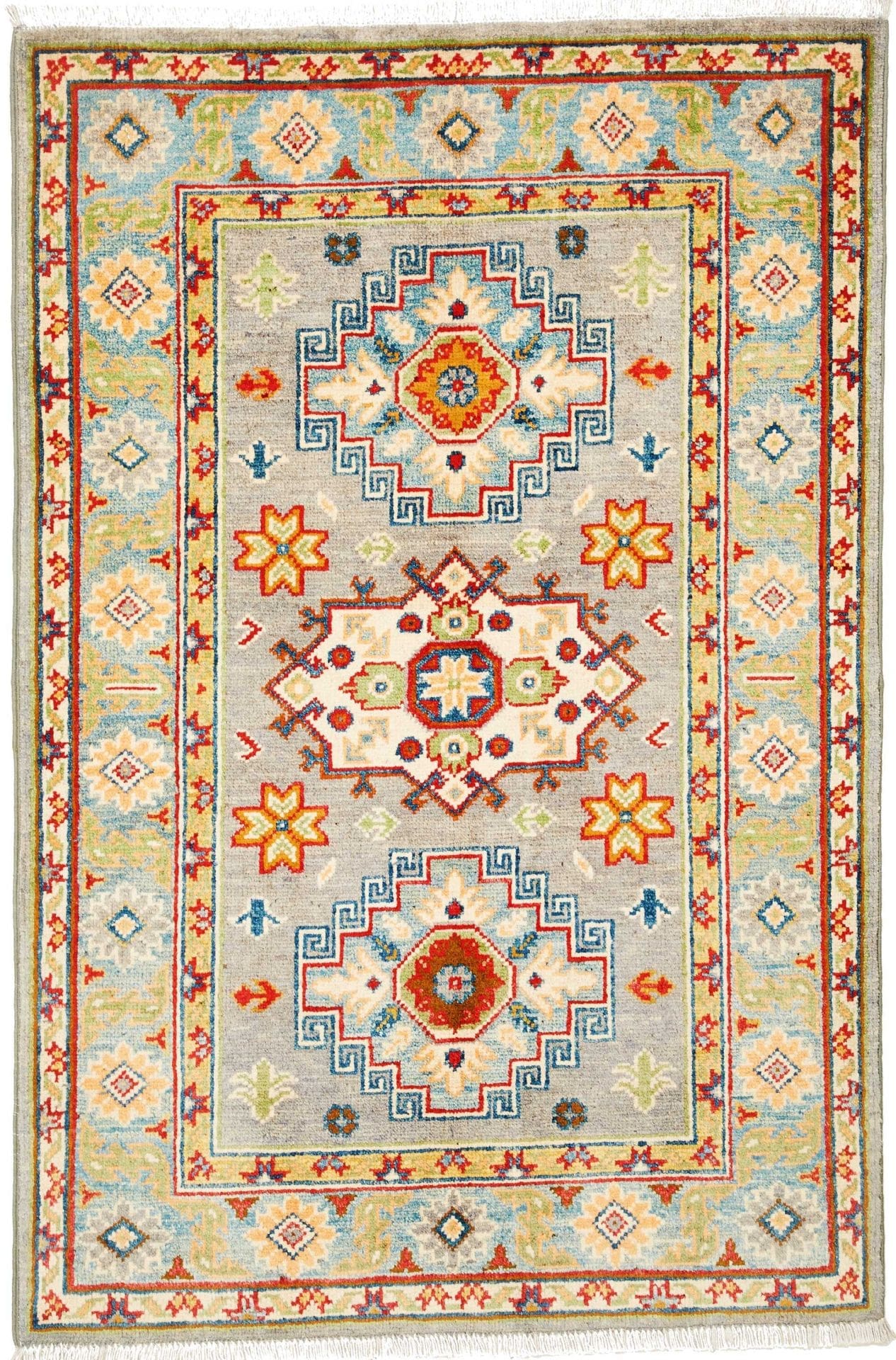 Kazak Teppich 86 x 125 cm, geometrisches Muster, handgeknüpft