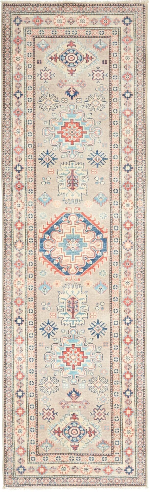 Kazak Teppich 86 x 290 cm, handgeknüpft, Schurwolle, bunt