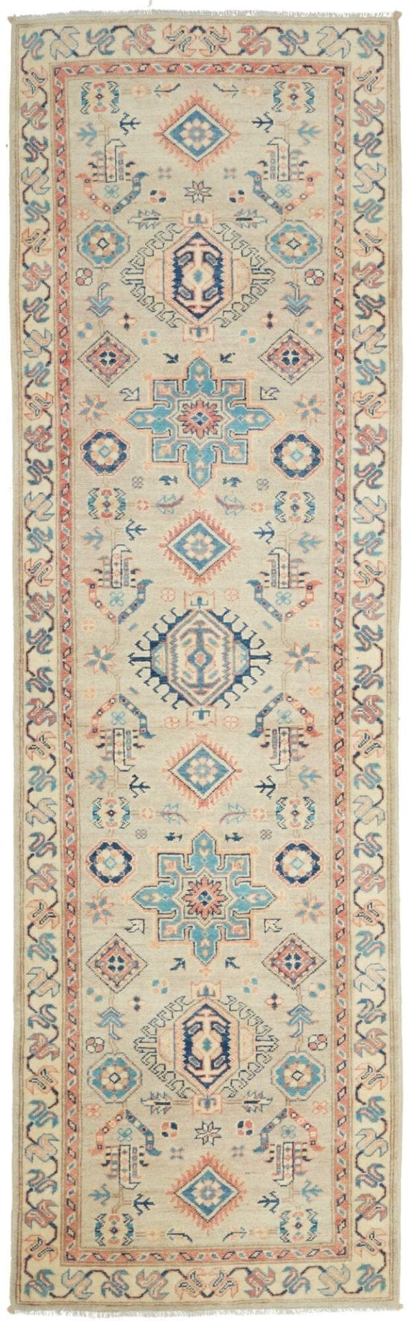 Kazak Teppich 86 x 292cm, geometrische Muster, handgeknüpft