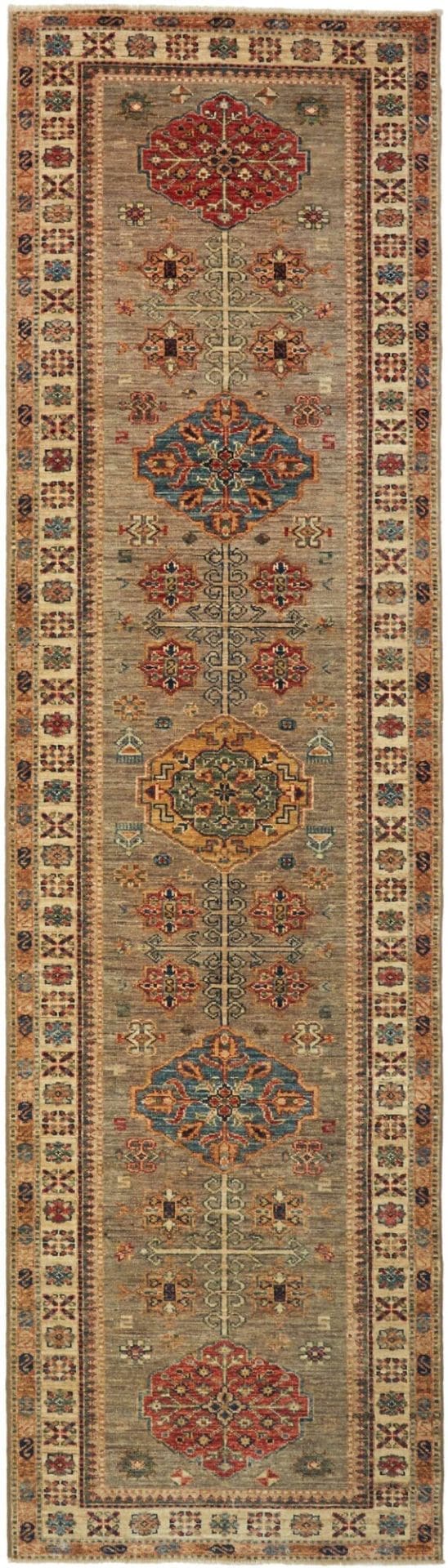Kazak Teppich 86 x 298 cm – Handgeknüpft, Wolle, geometrisches Muster